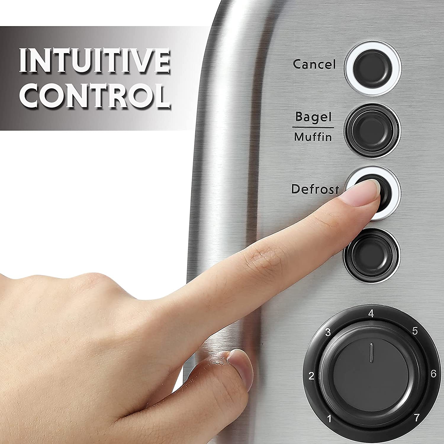 Ecuissede – Grille-pain à 2 tranches DT620, fentes extra larges, acier inoxydable rétro avec levier à soulèvement élevé, fonction bagel et muffin,