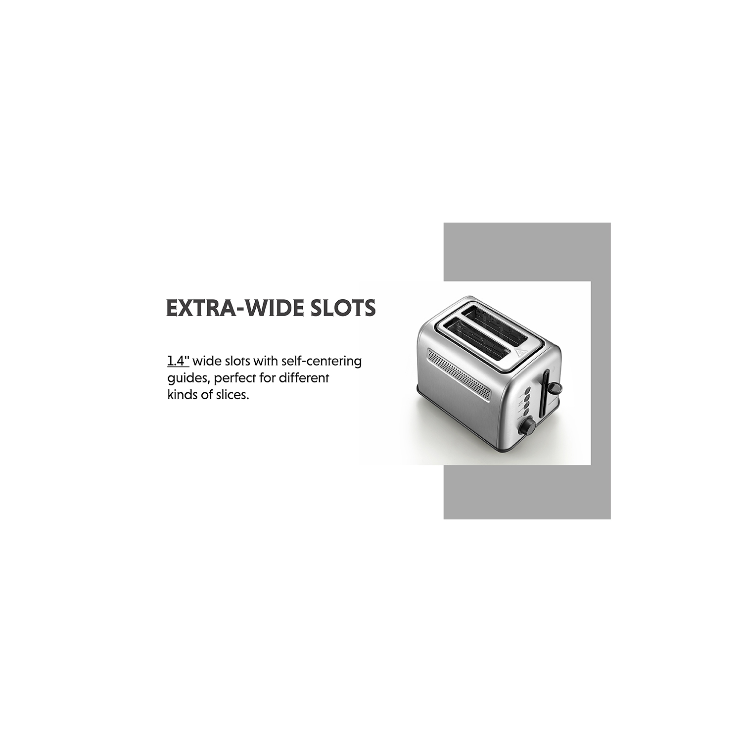 Ecuissede – Grille-pain à 2 tranches DT620, fentes extra larges, acier inoxydable rétro avec levier à soulèvement élevé, fonction bagel et muffin,