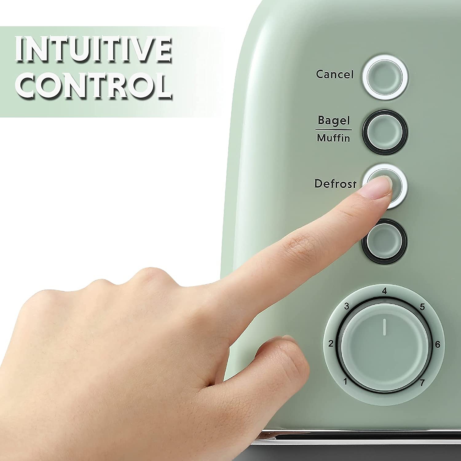 Ecuissede – Grille-pain à 2 tranches DT620, fentes extra larges, acier inoxydable rétro avec levier à soulèvement élevé, fonction bagel et muffin,