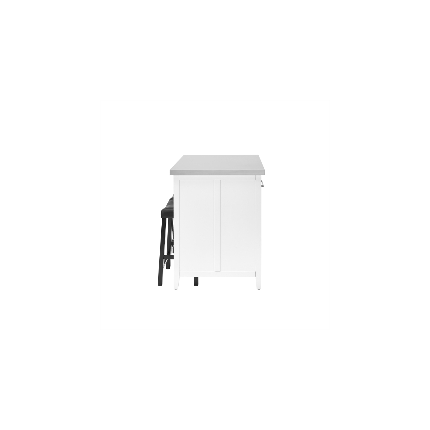 Crosley Furniture Silvia 3-Piece Wood Kitchen Island with Saddle Stools in White