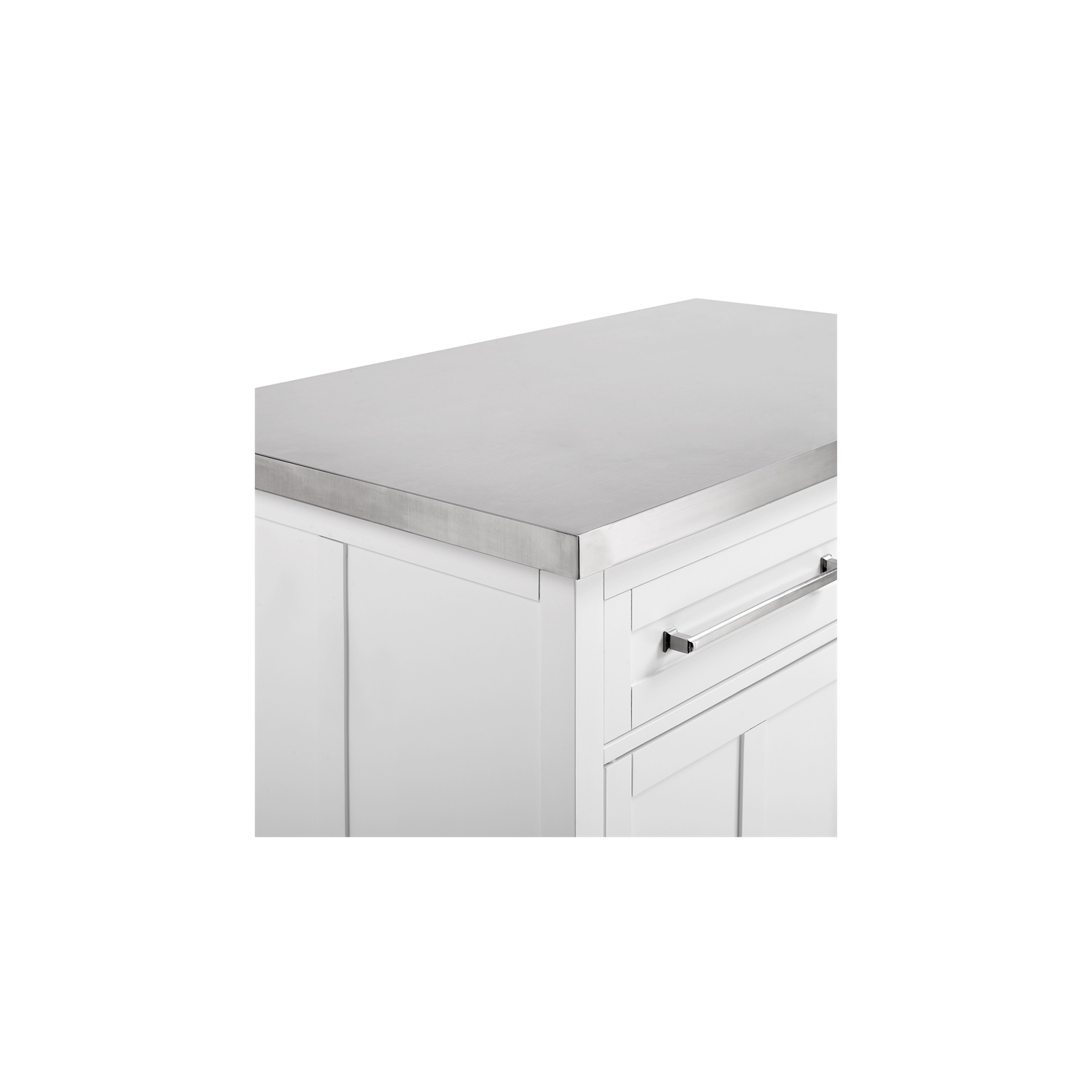 Crosley Furniture Silvia 3-Piece Wood Kitchen Island with Saddle Stools in White