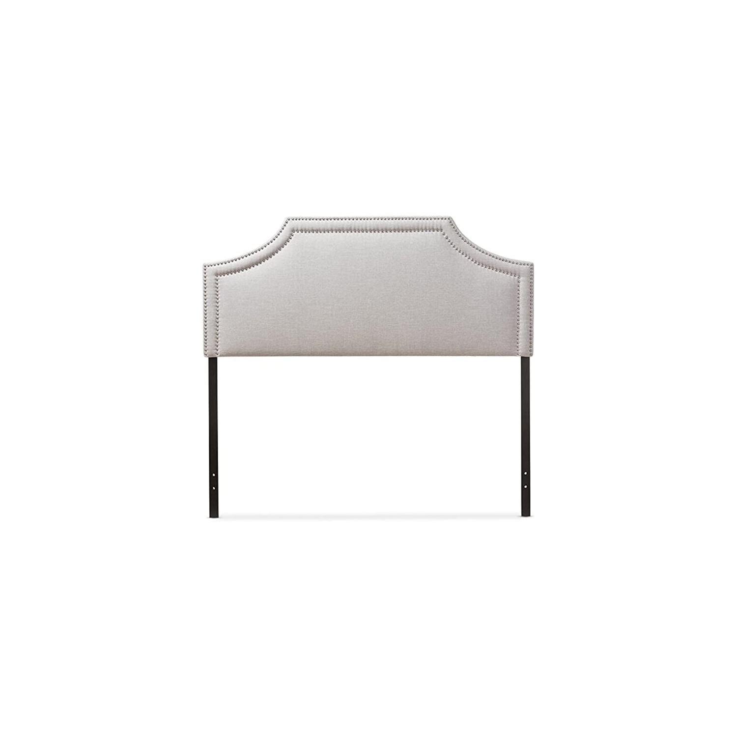 Pemberly Row Upholstered King Headboard in Grayish Beige Finish