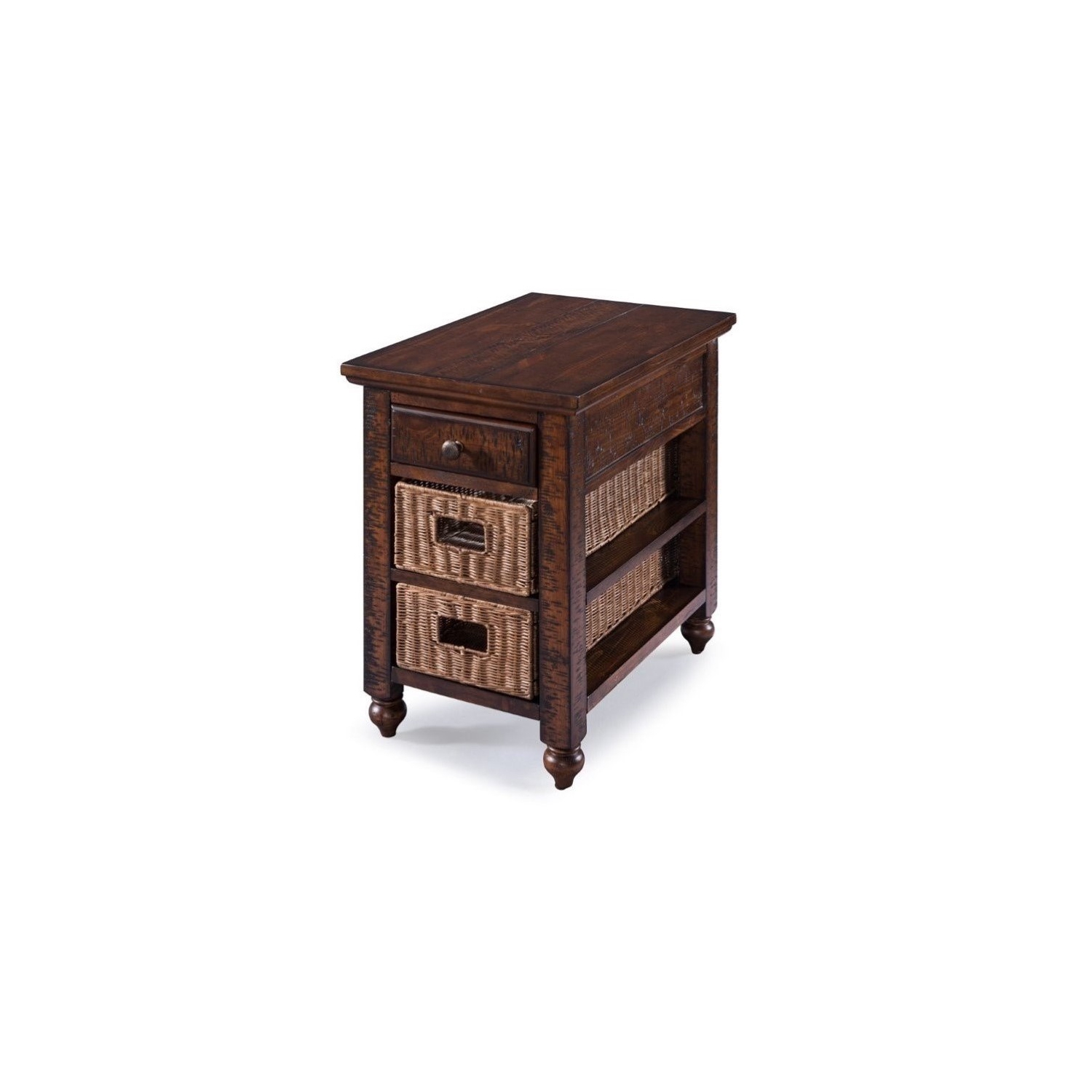 Bowery Hill Transitional Wood Top 1 Drawer End Table in Brown