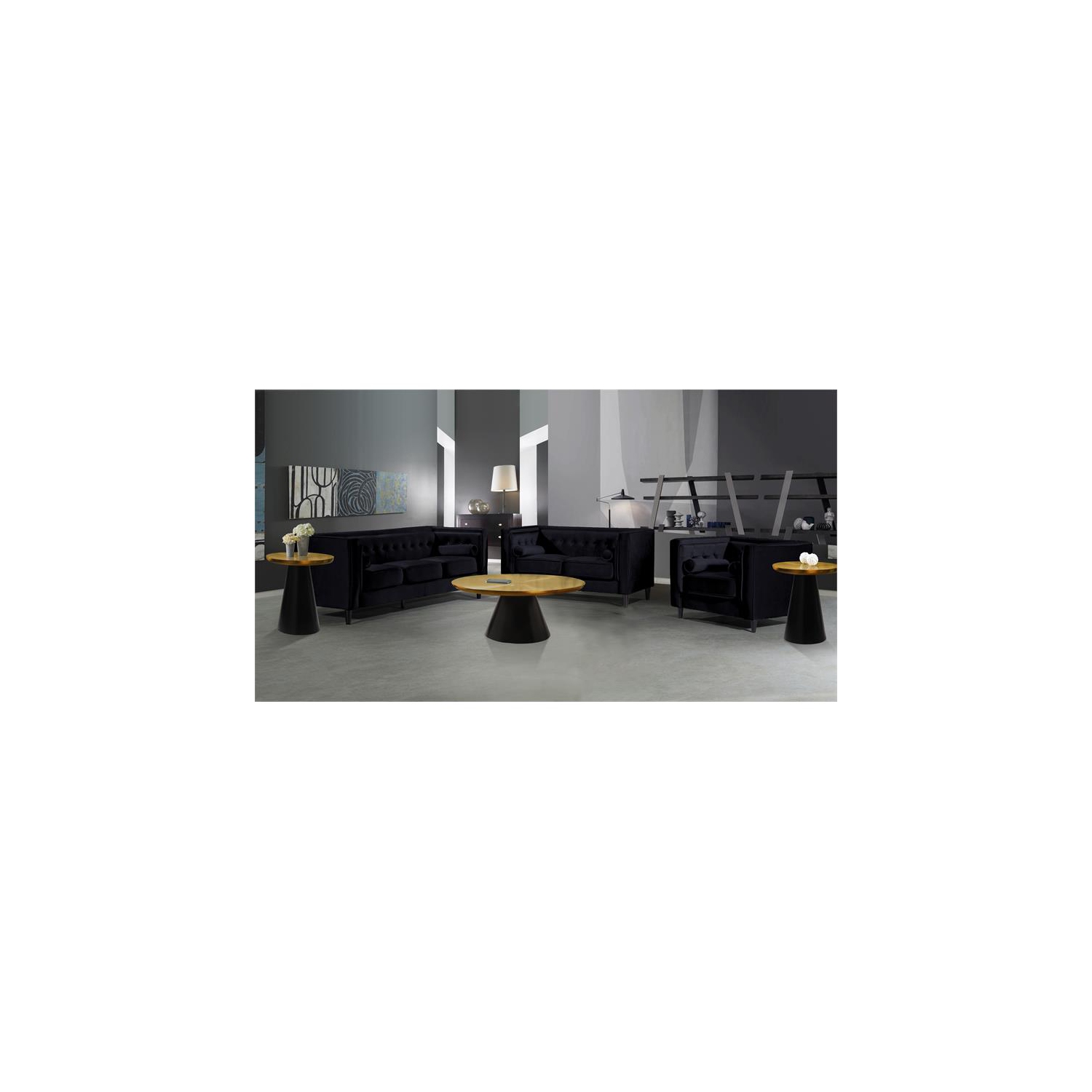 Table d’extrémité en métal brossé Martini de Meridian Furniture avec base noire mate