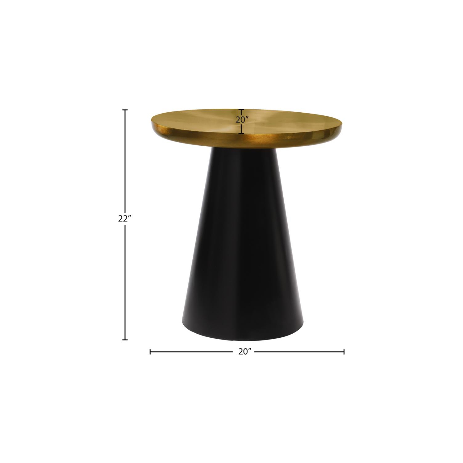 Table d’extrémité en métal brossé Martini de Meridian Furniture avec base noire mate