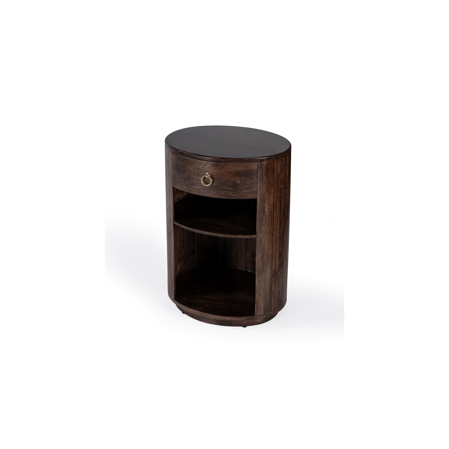Bowery Hill Transitional Mango Wood End Table in Dark Brown Finish