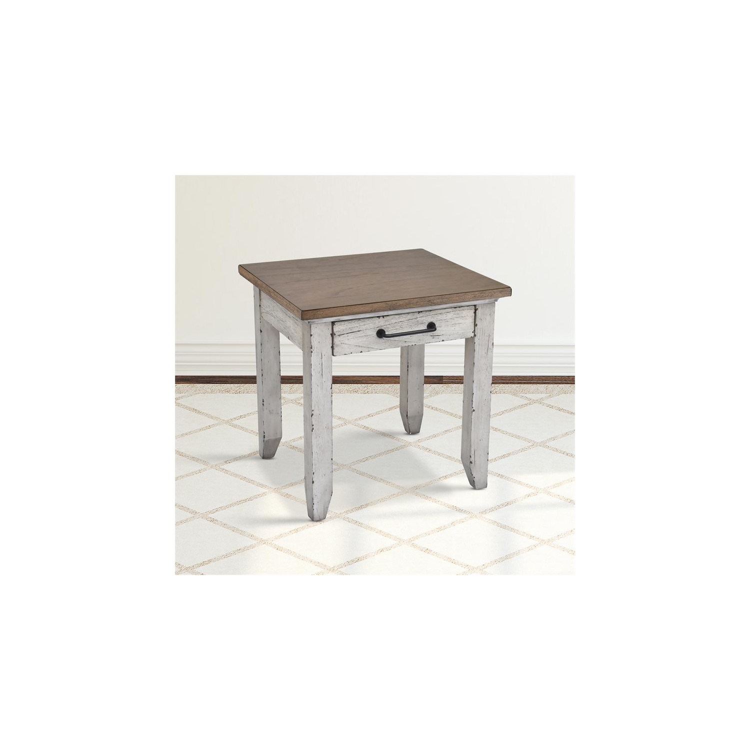 Bear Creek Rustic Ivory and Honey End Table