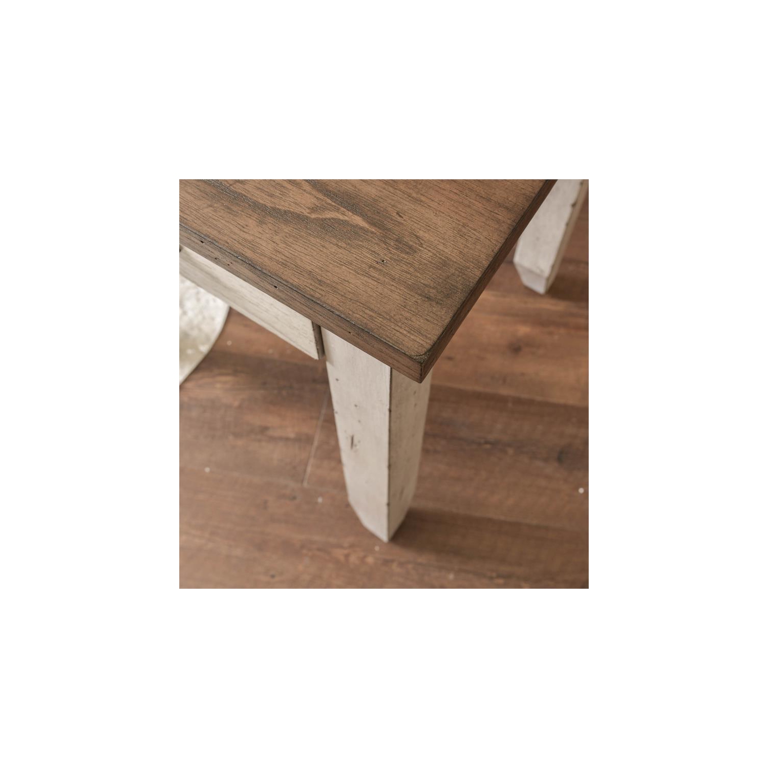Bear Creek Rustic Ivory and Honey End Table