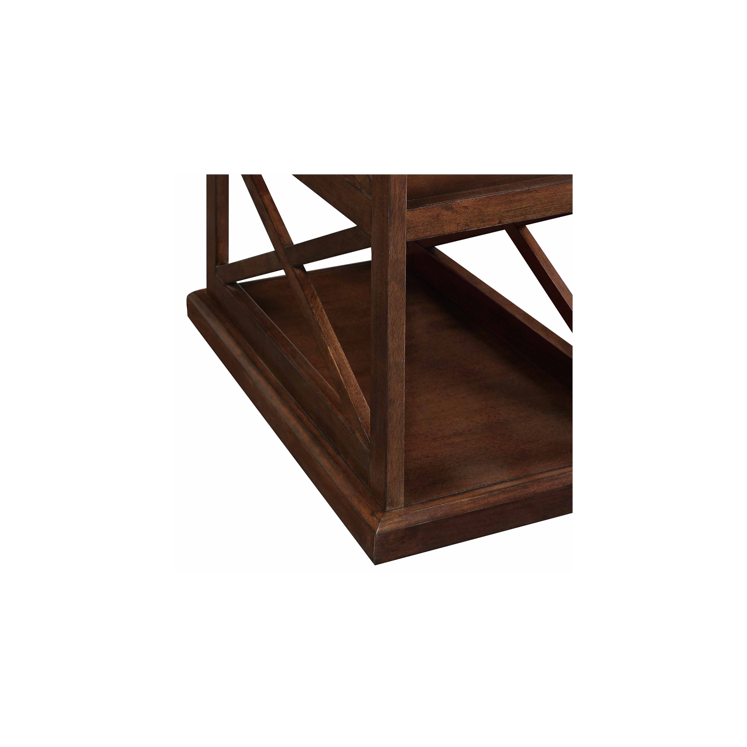 Coventry Chairside End Table with Shelves in Espresso Wood Finish with "X" Sides