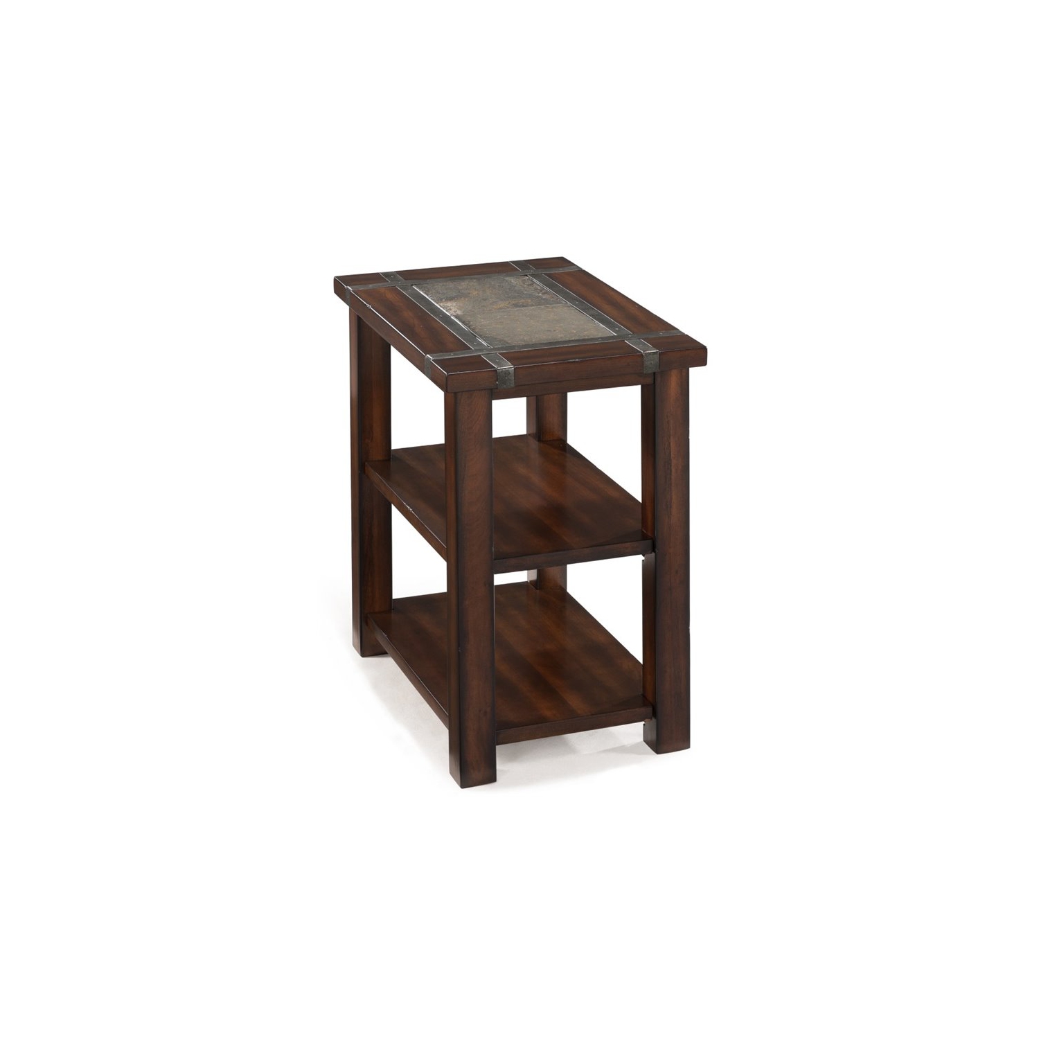 Bowery Hill Modern Wood End Table in Cherry and Slate Finish