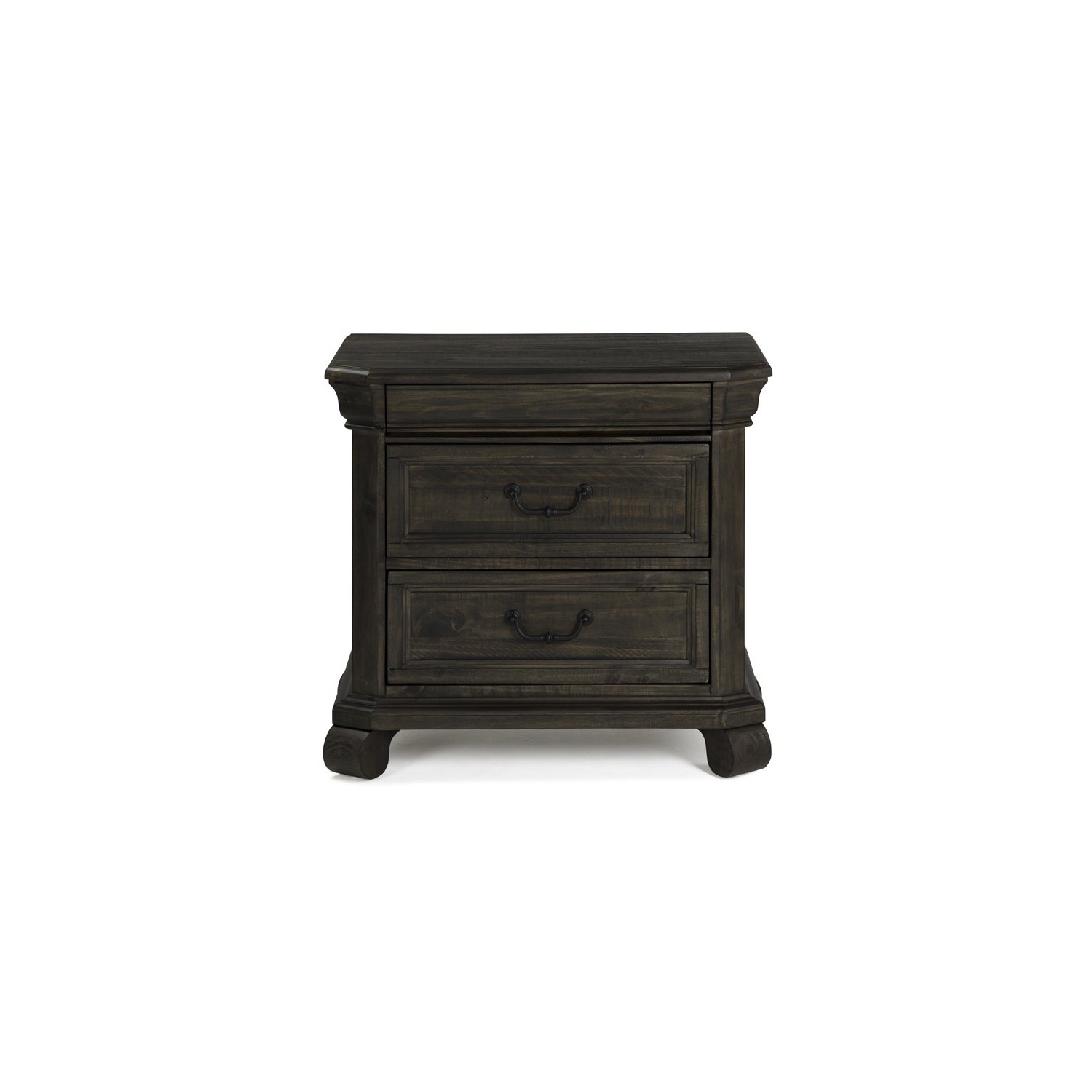 Bowery Hill Wood Espresso Traditional Peppercorn 3 Drawer Nightstand