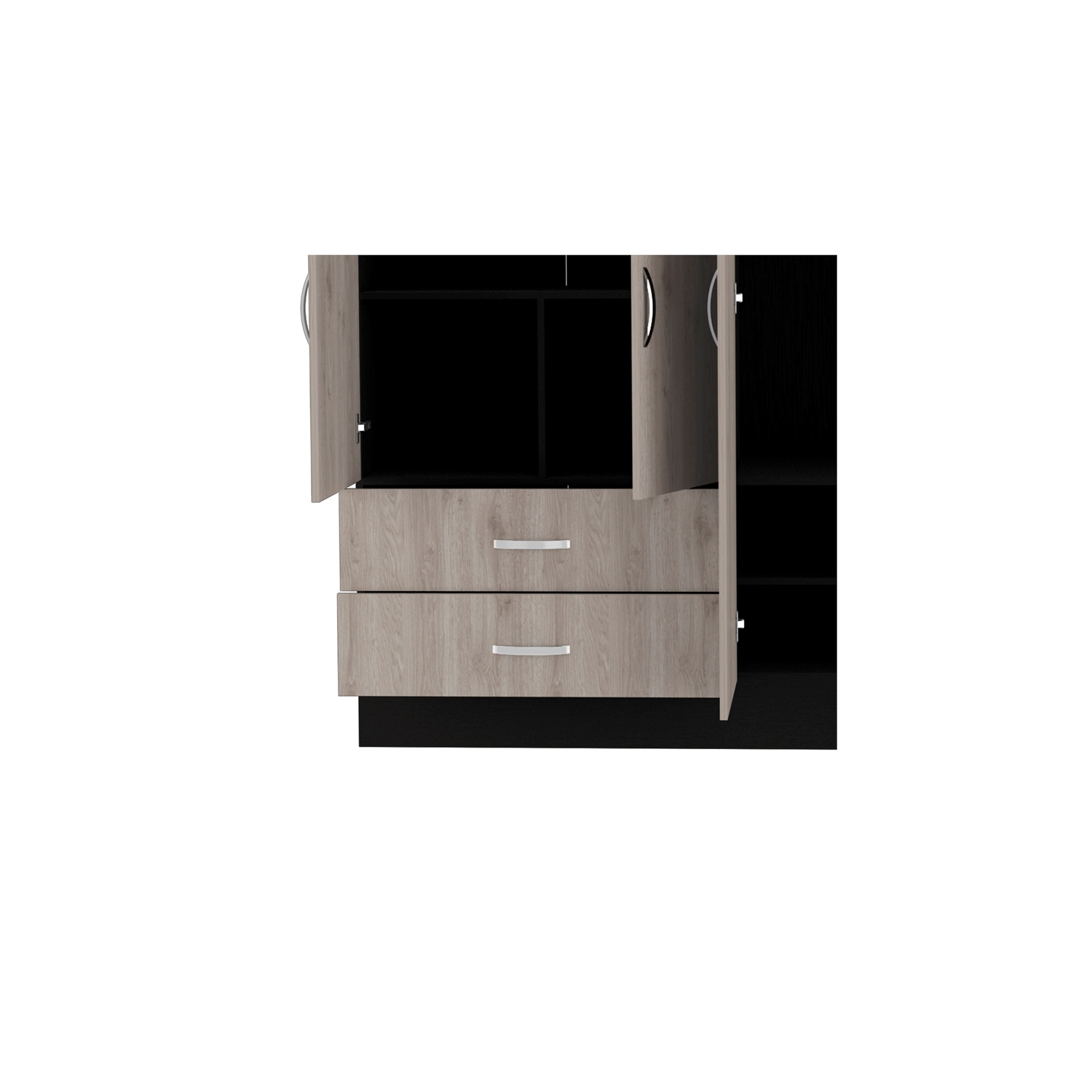 FM FURNITURE – Armoire miroir Florencia, bois d’ingénierie noir Wengue/gris clair