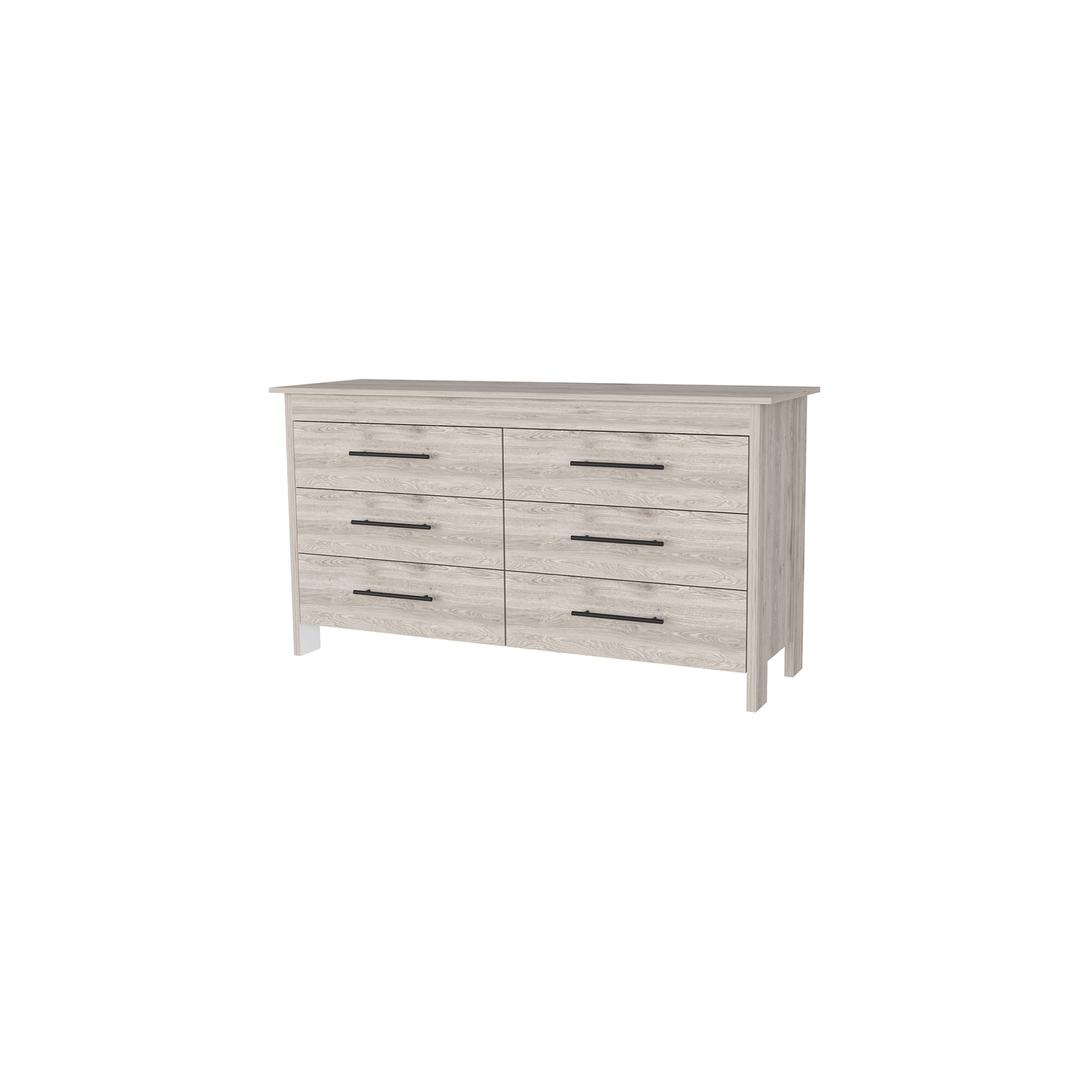FM FURNITURE Luxor 6 Drawer Double Dresser Light Gray Engineered Wood