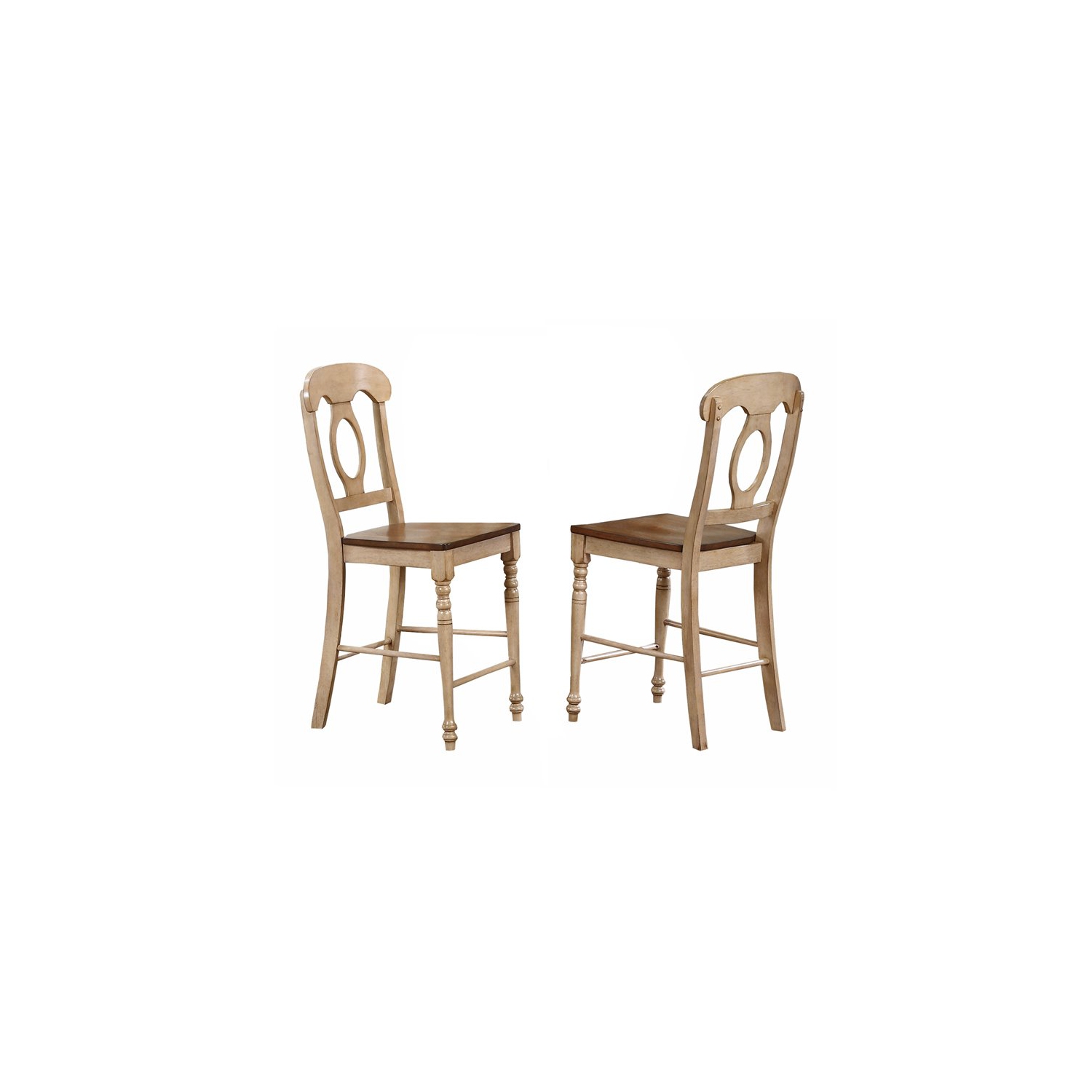 Sunset Trading Brook 3PC 36" Round Pub Set with Napoleon Wood Stools in Cream