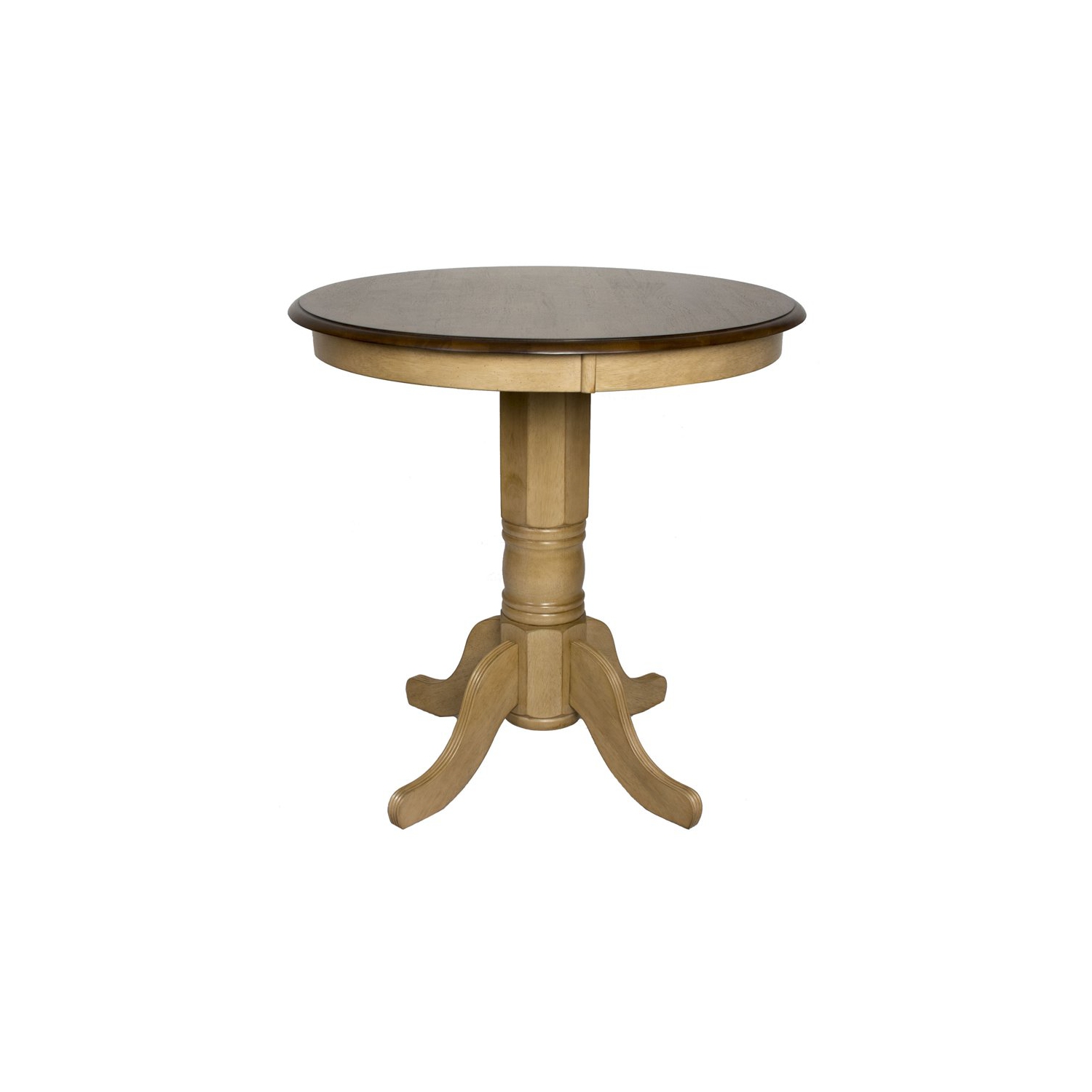 Sunset Trading Brook 3-Piece 36" Round Wood Pub Set with Slat Stools in Cream