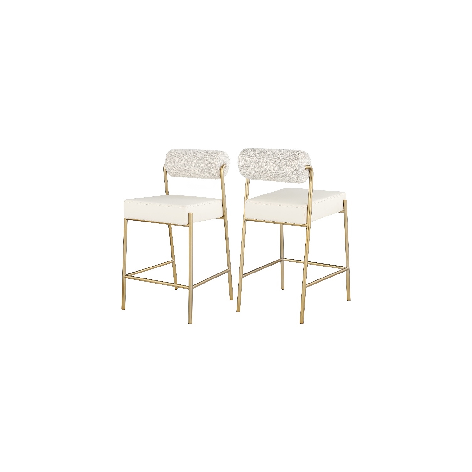 Meridian Furniture Carly Cream Faux Leather / Boucle Counter Stool