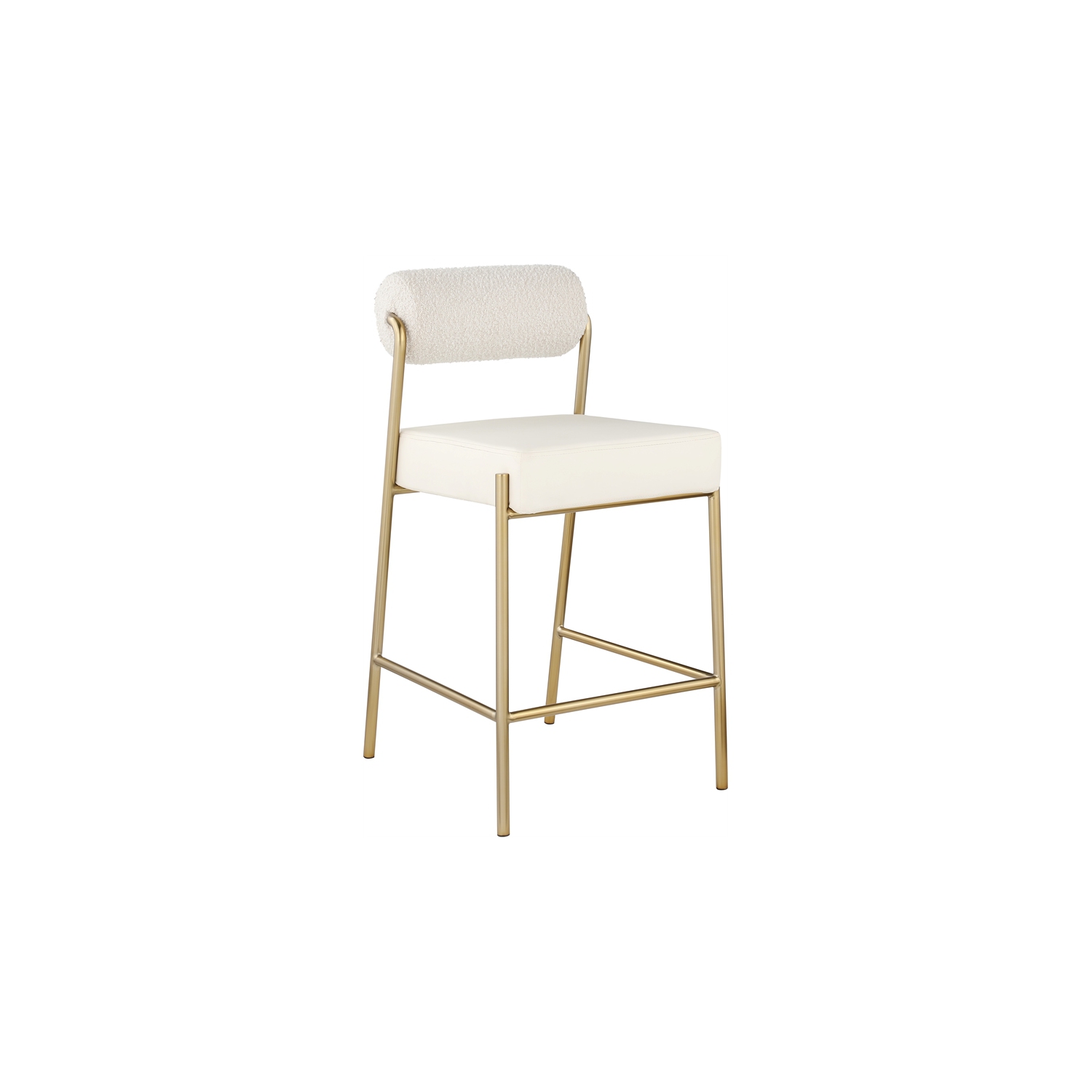 Meridian Furniture Carly Cream Faux Leather / Boucle Counter Stool