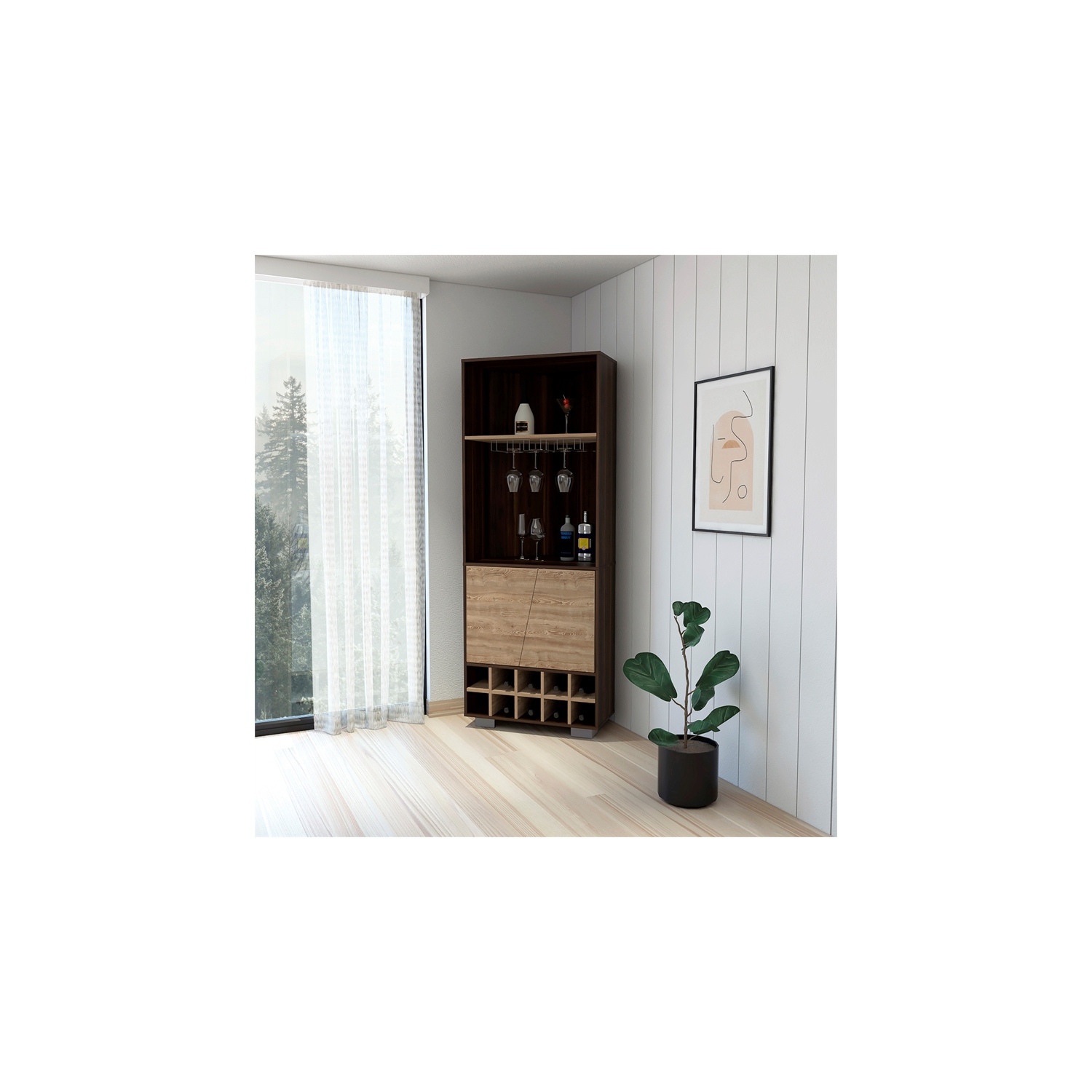 FM FURNITURE Bahamas Corner Bar Dark Oak / Pine Engineered Wood