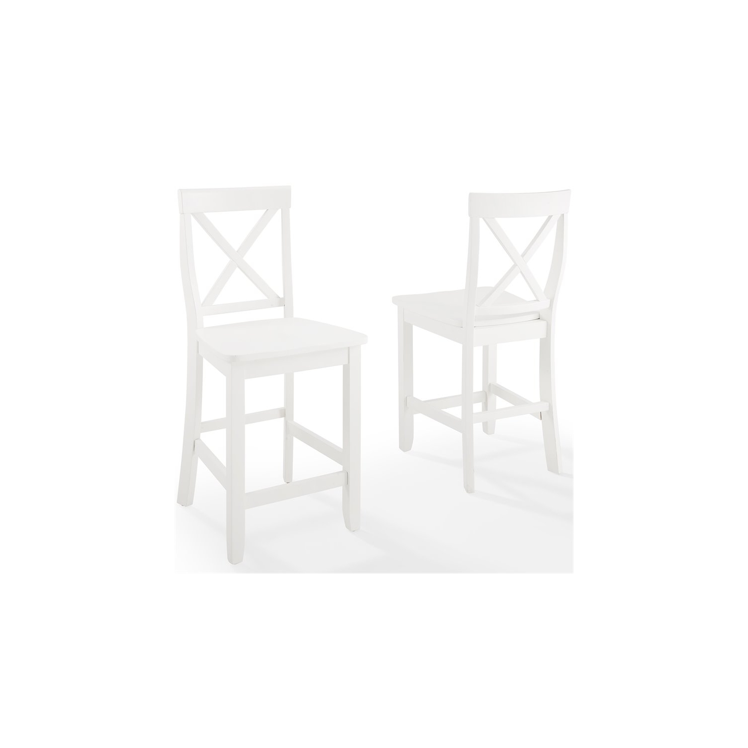 Tabouret de comptoir en bois massif à dossier en X de 24 po de Bowery Hill - Blanc