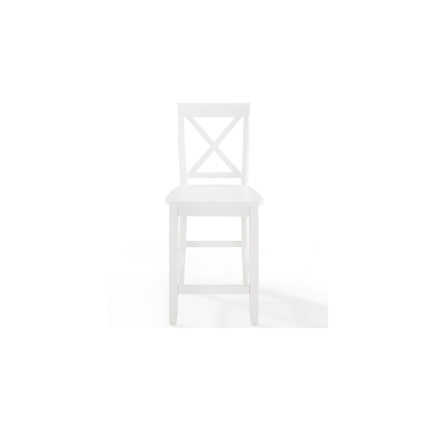 Tabouret de comptoir en bois massif à dossier en X de 24 po de Bowery Hill - Blanc