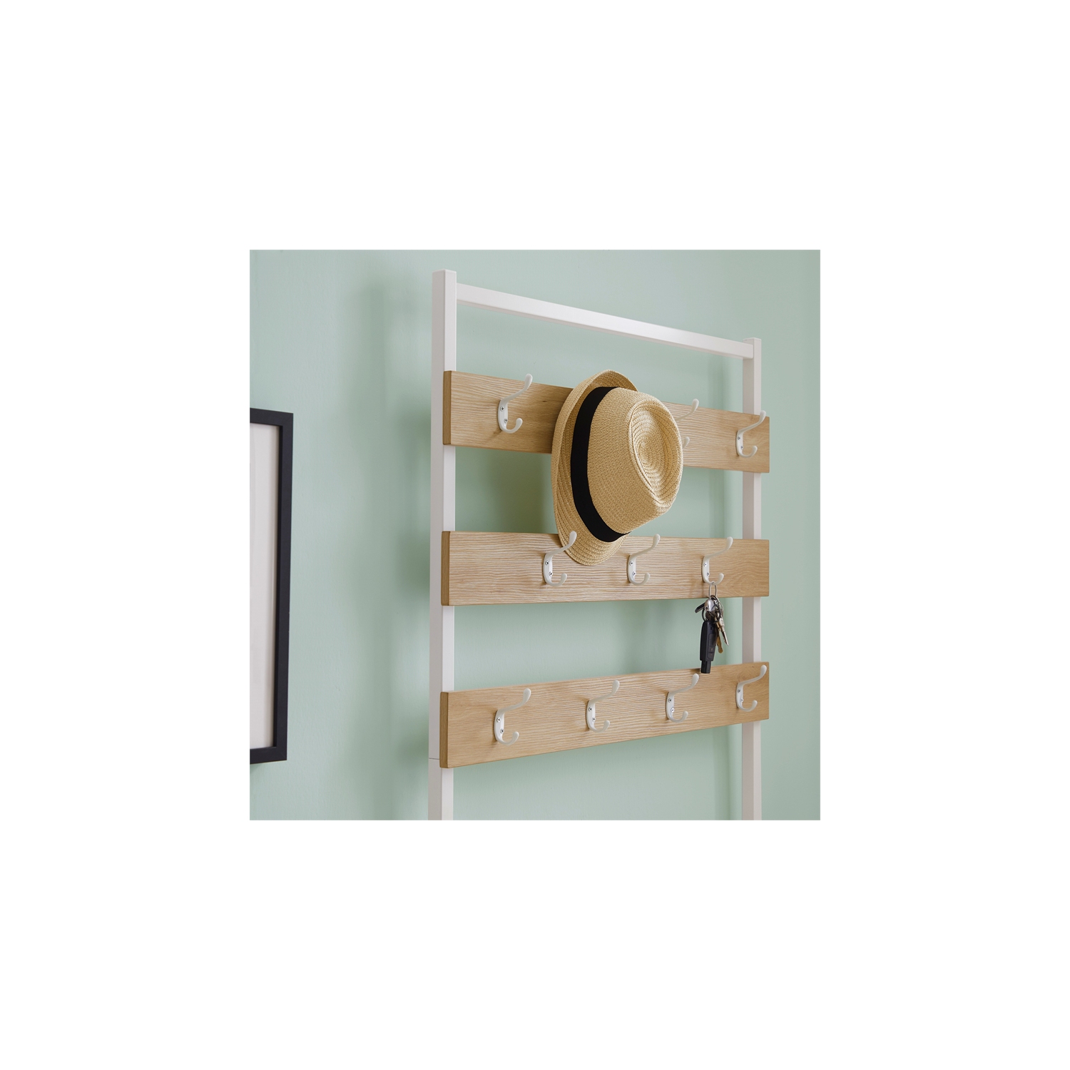 Linon Larkin Metal and Wood Hall Tree in White