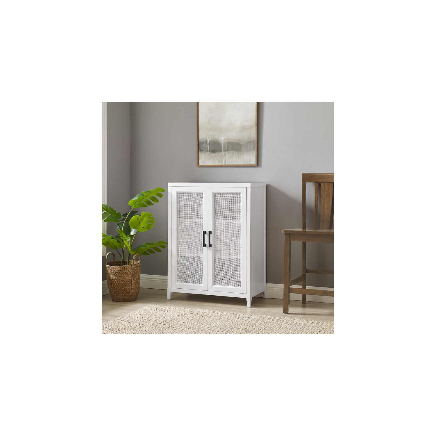 Crosley Furniture Milo 2-Door Modern Wood Storage Pantry in White