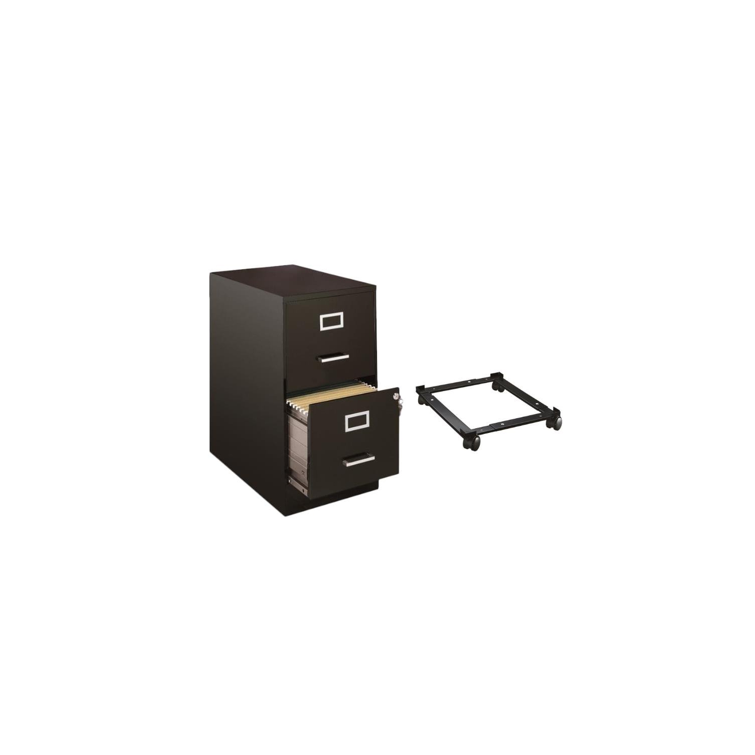 SOHO 2 Piece 2 Drawer File Cabinet and Mobile File Caddy in Black