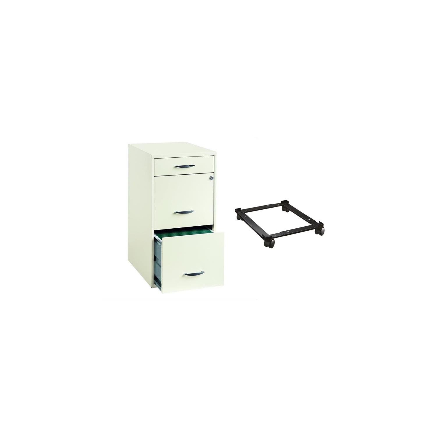 2 Piece Drawer File Cabinet and Mobile Adjustable File Caddy Set