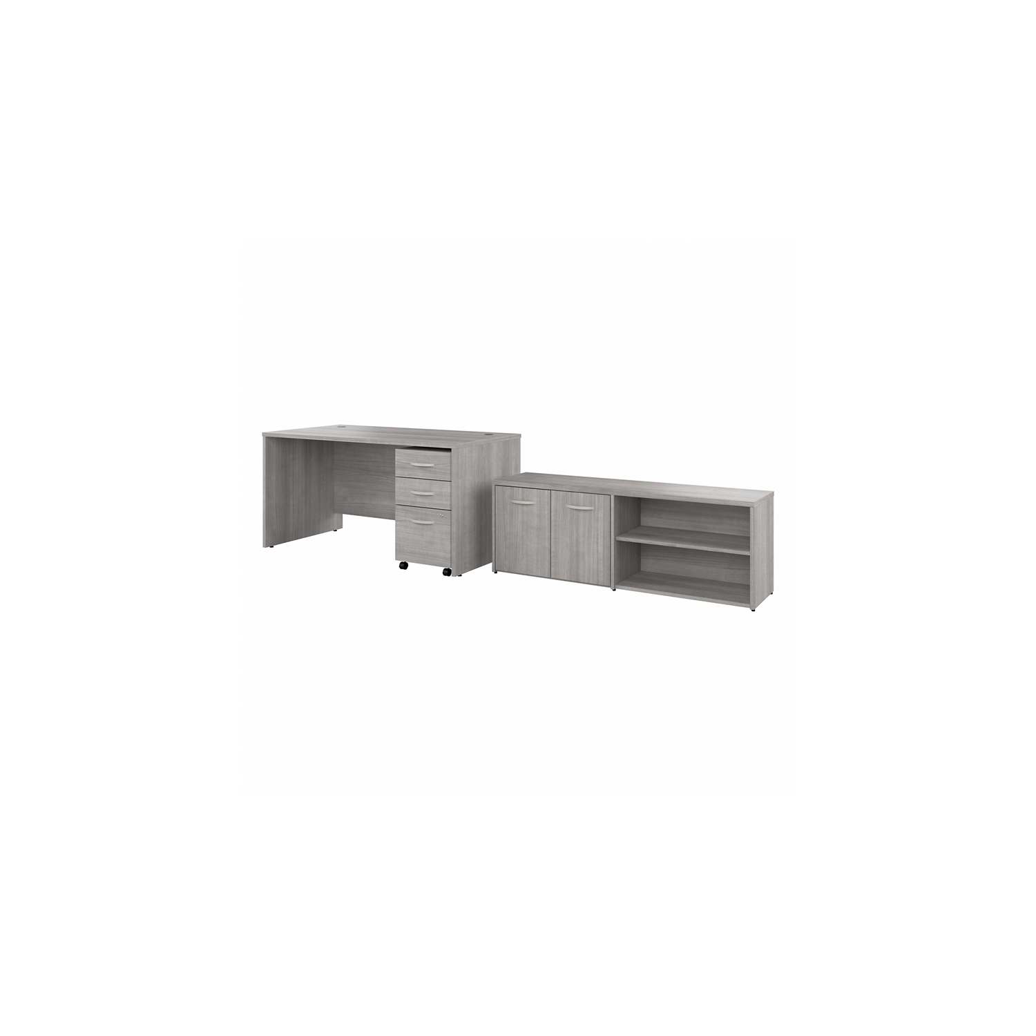 Studio C 60W Desk with Storage and Drawers in Platinum Gray - Engineered Wood