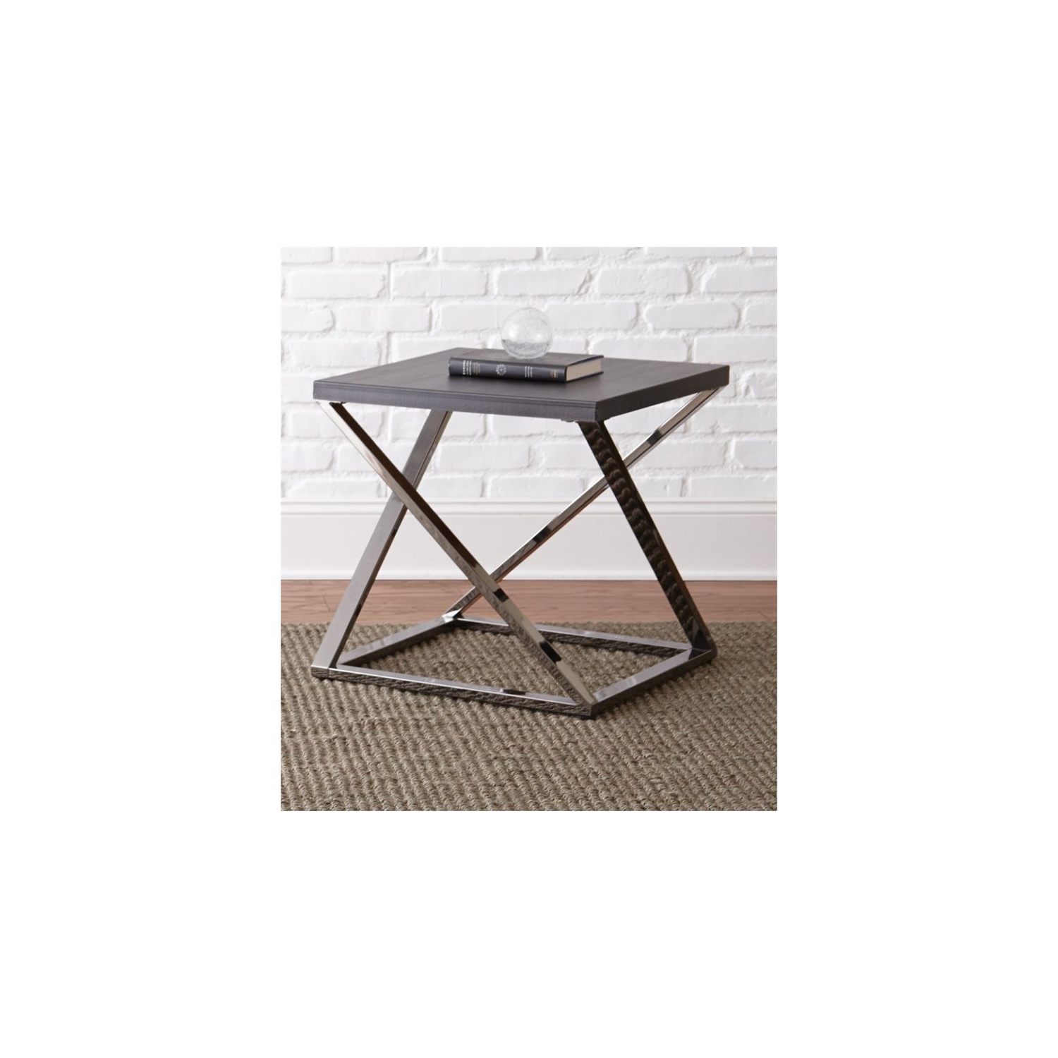 Aegean Square End Table in Black Nickel