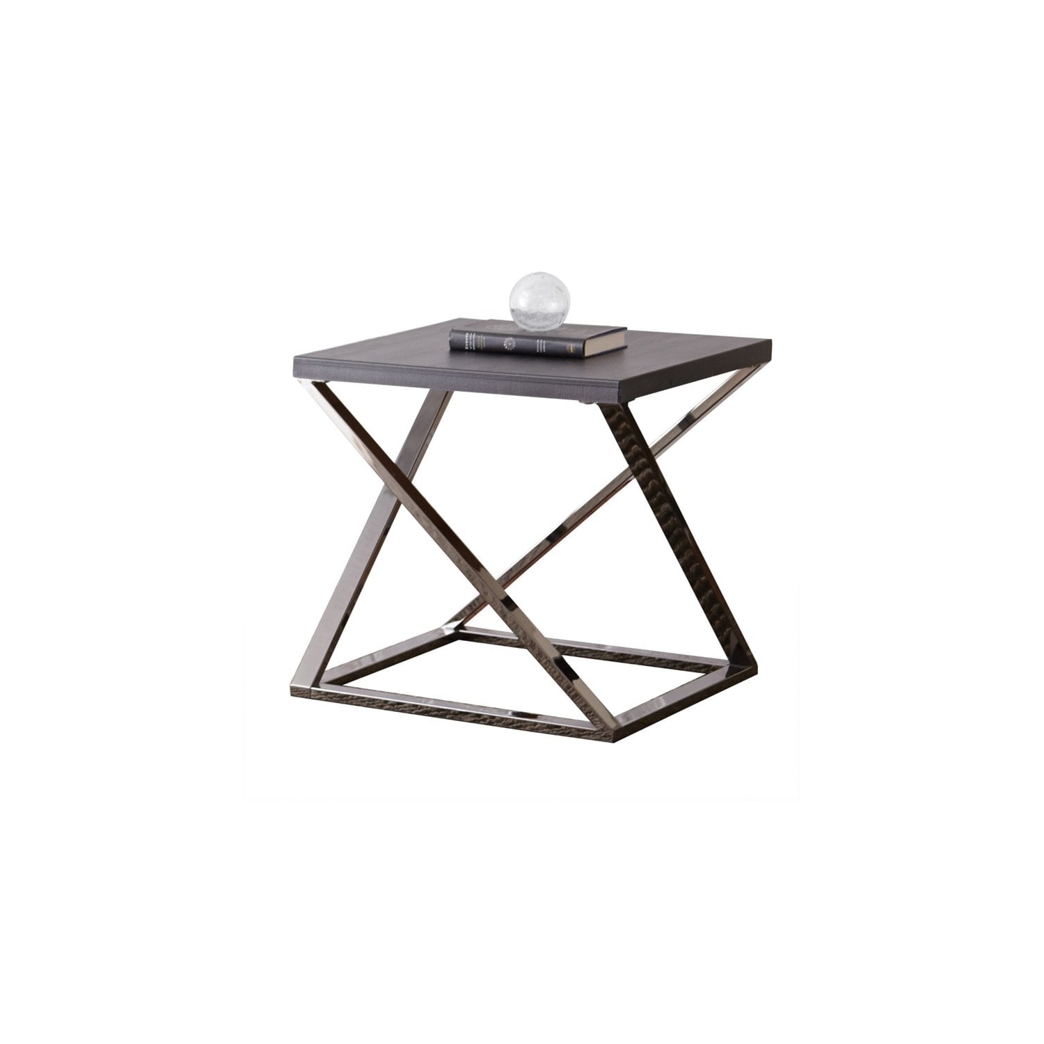 Aegean Square End Table in Black Nickel