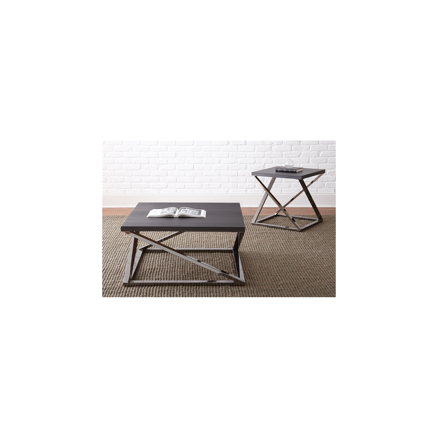 Aegean Square End Table in Black Nickel