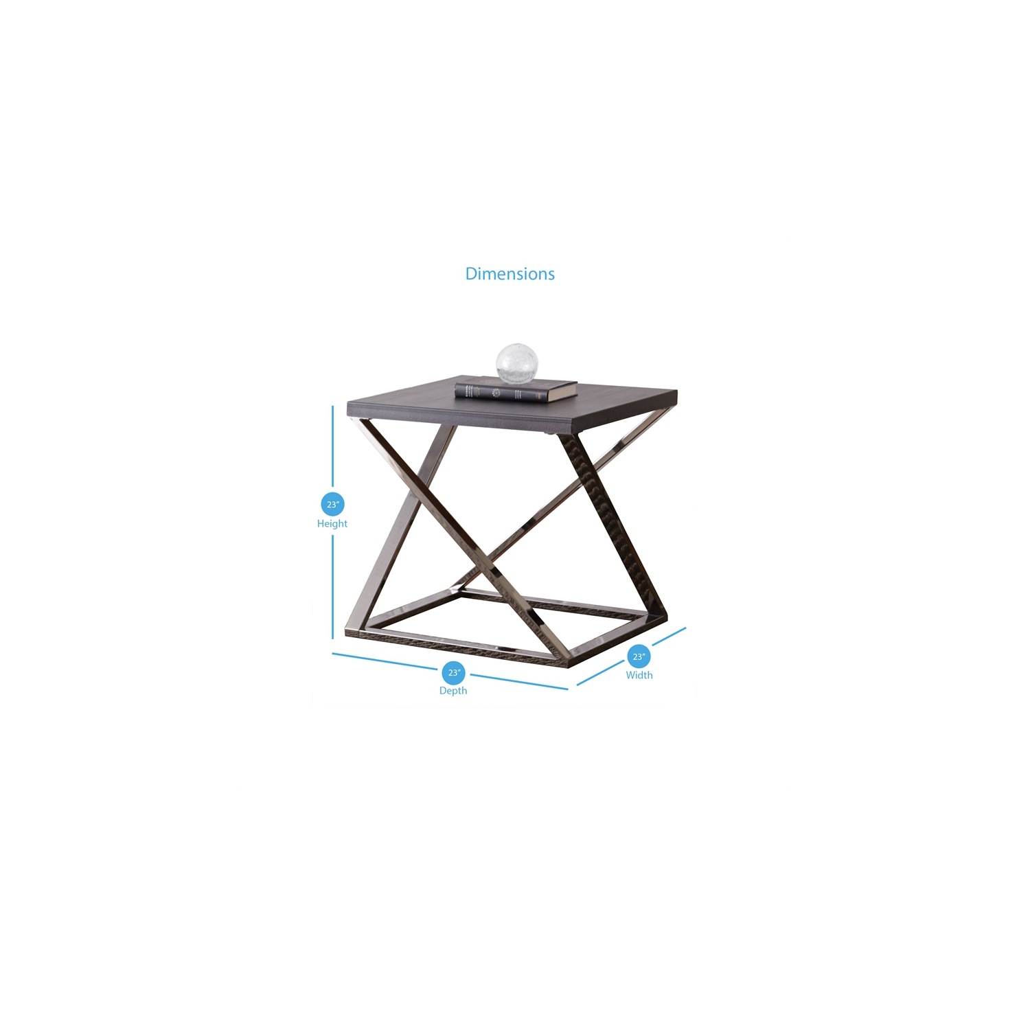 Aegean Square End Table in Black Nickel