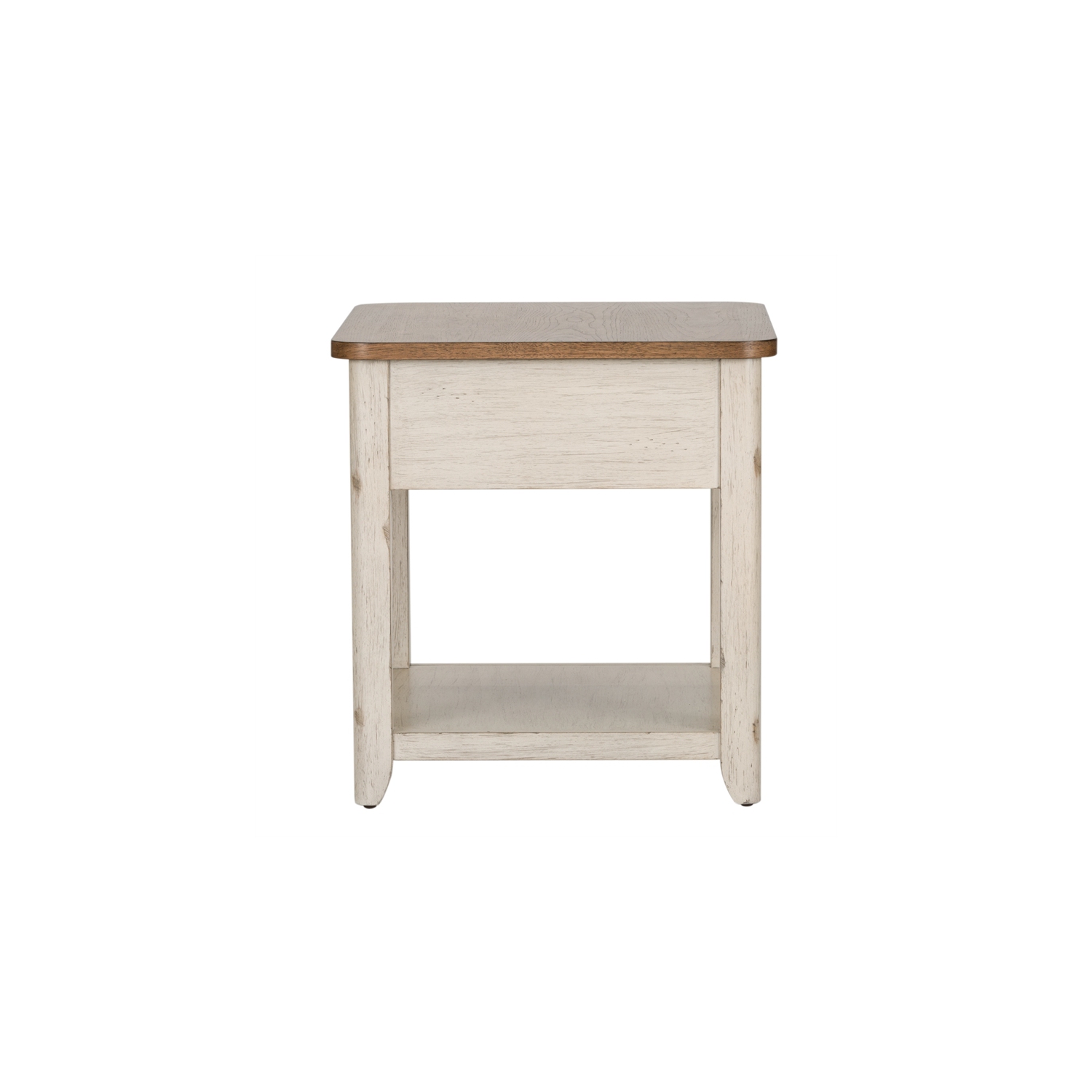 Farmhouse Reimagined White End Table with Basket