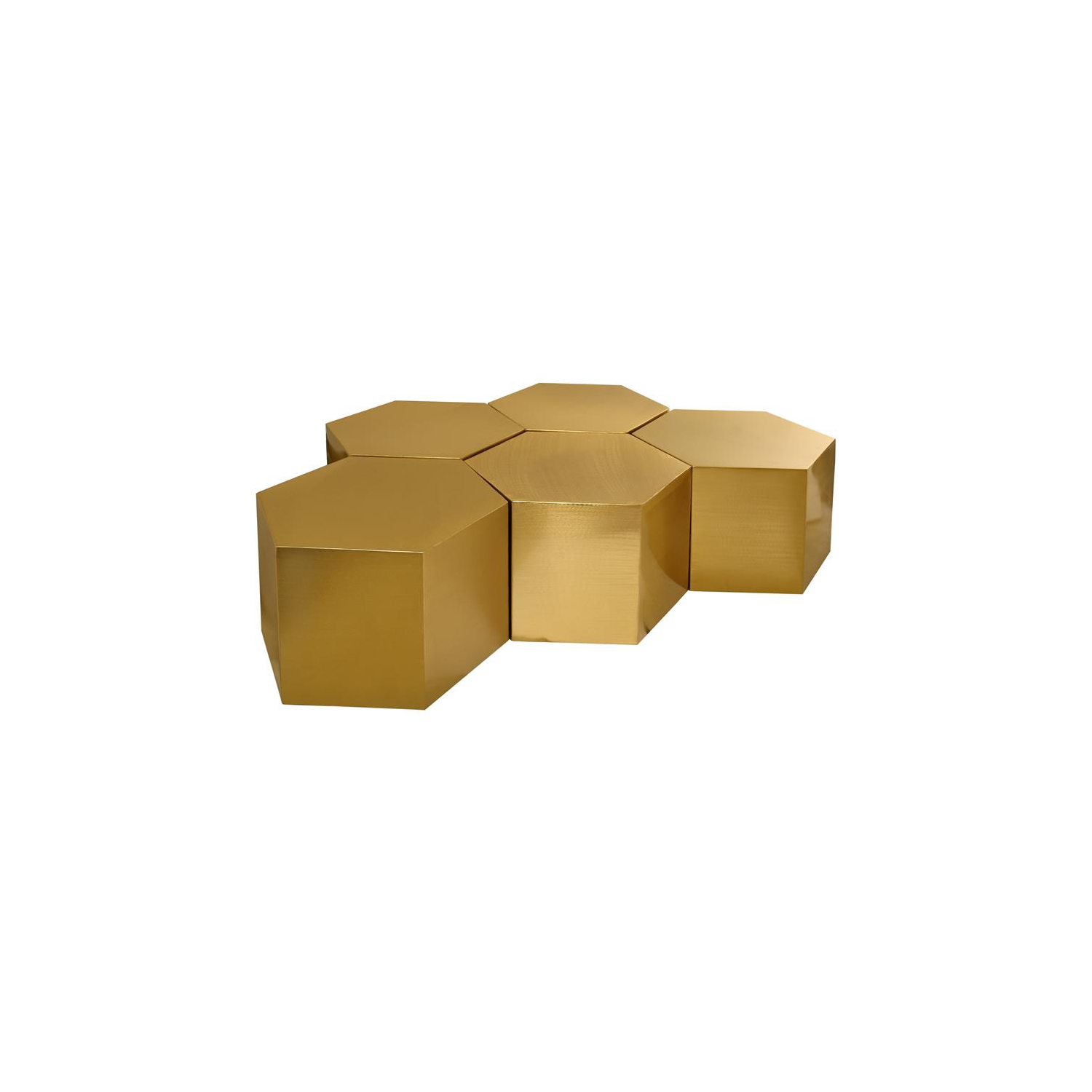 Meridian Furniture Hexagon Brushed Gold 5 Piece Modular Coffee Table