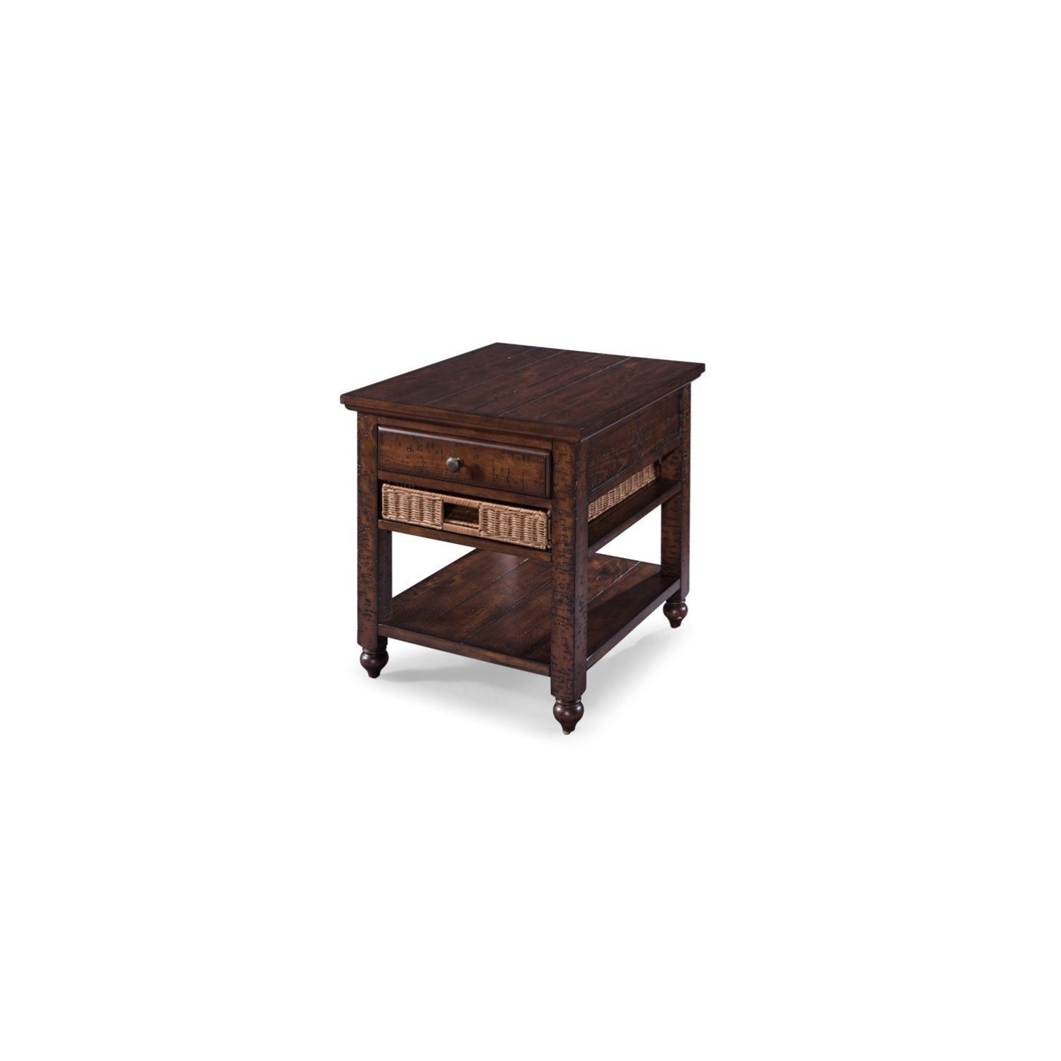 Bowery Hill Transitional Wood Top 1 Drawer End Table in Brown