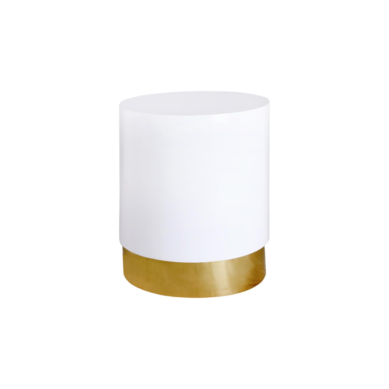 Meridian Furniture Deco White Lacquer Metal End Table with Durable Gold Base