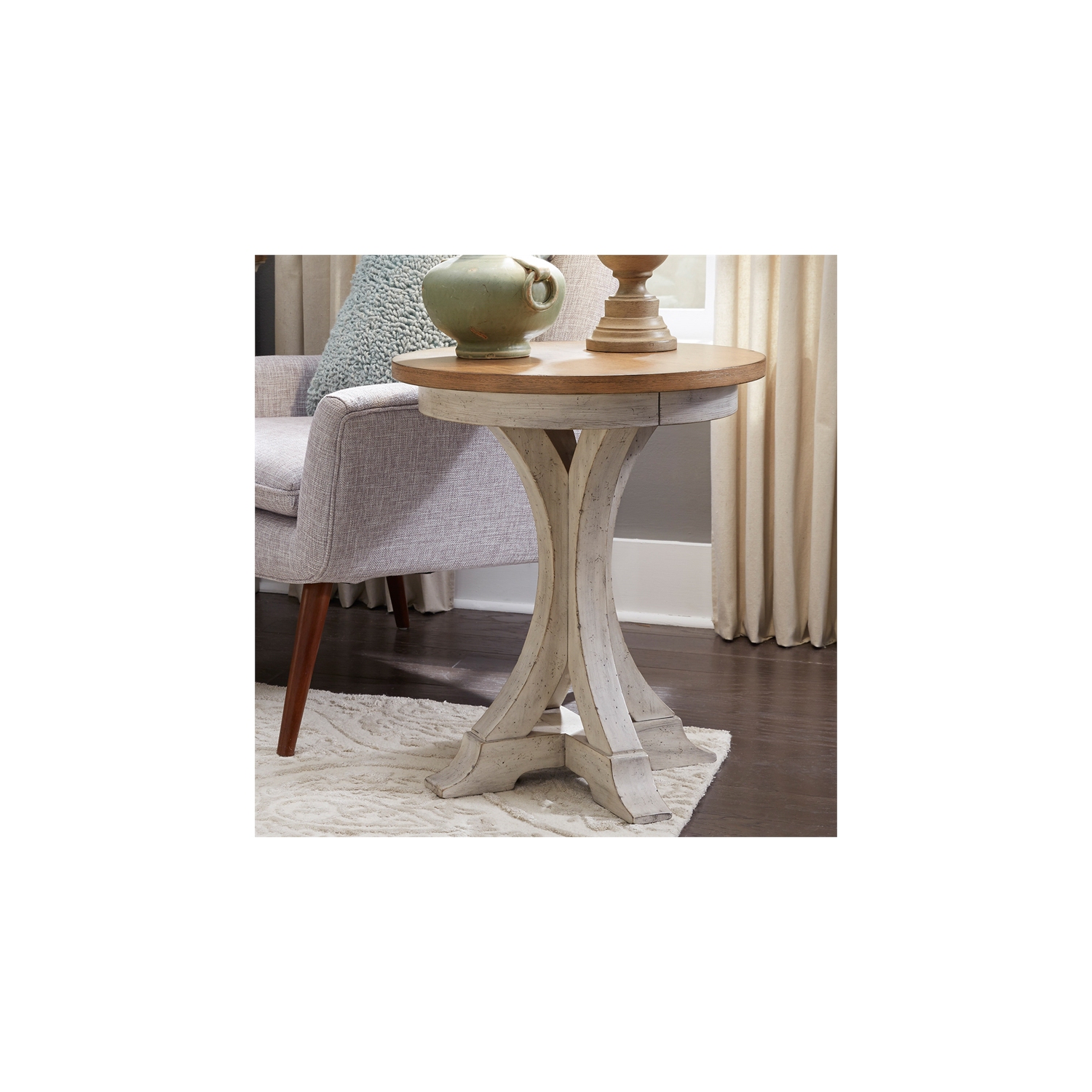 Farmhouse Reimagined White Round Chair Side Table