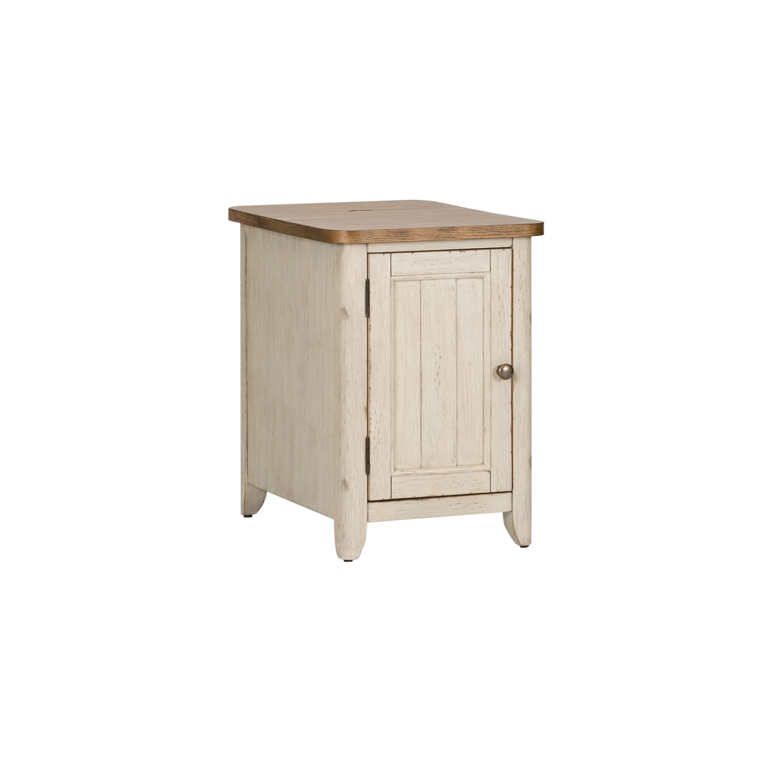 Farmhouse Reimagined White Door Chair Side Table w/ Charging Station