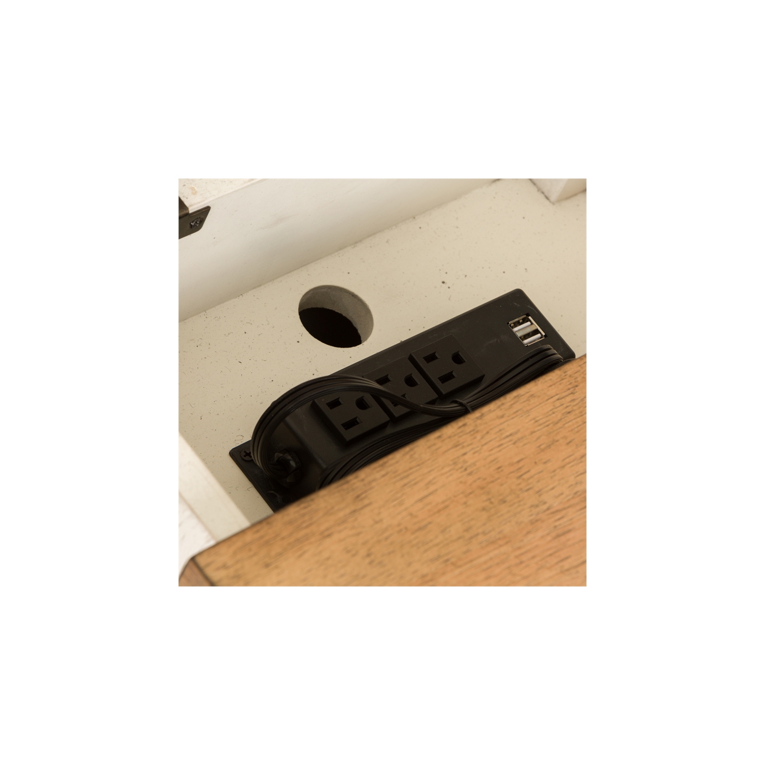 Farmhouse Reimagined White Door Chair Side Table w/ Charging Station