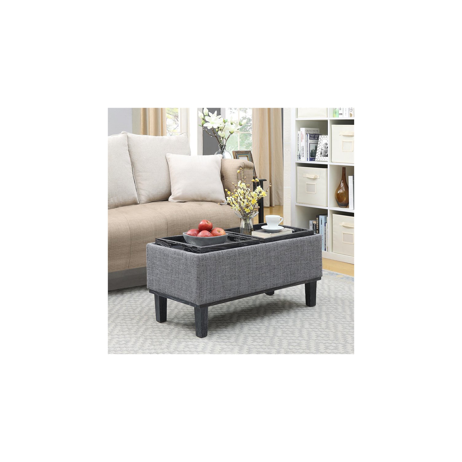 Convenience Concepts Designs4Comfort Brentwood Ottoman in Gray Linen Fabric