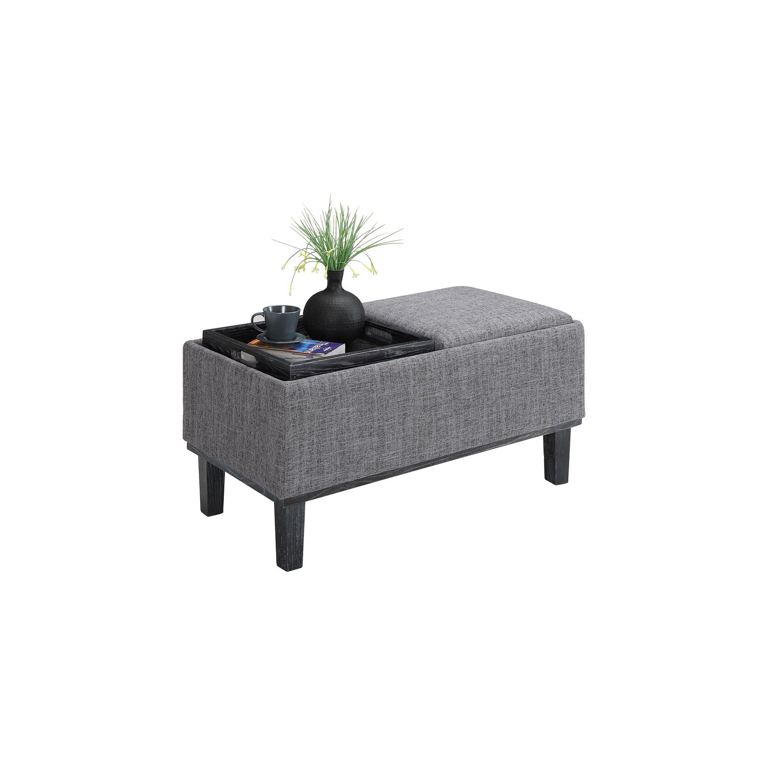Convenience Concepts Designs4Comfort Brentwood Ottoman in Gray Linen Fabric
