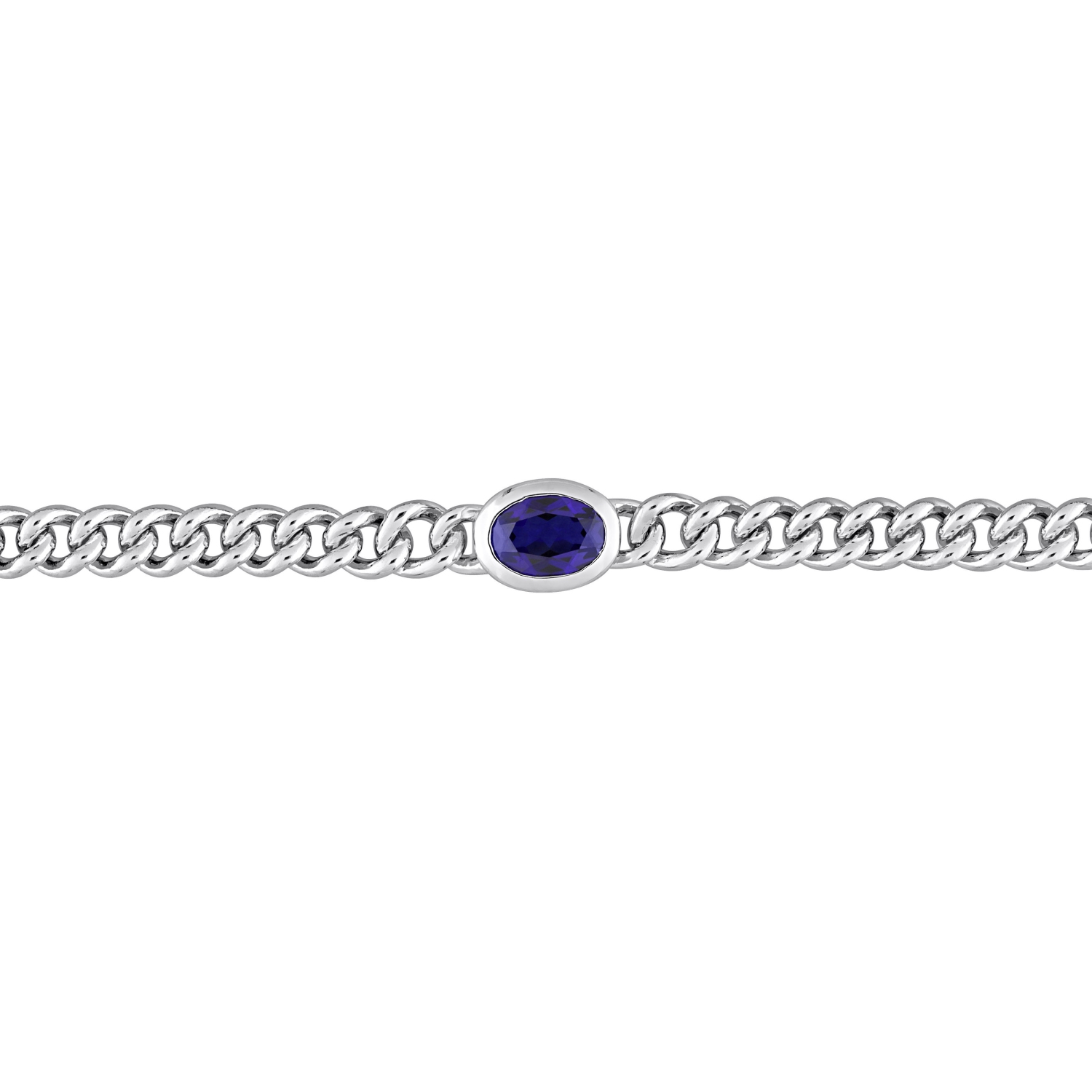 Amour 1 1/4 CT TGW Saphir bleu créé - Bracelet à maillons en argent