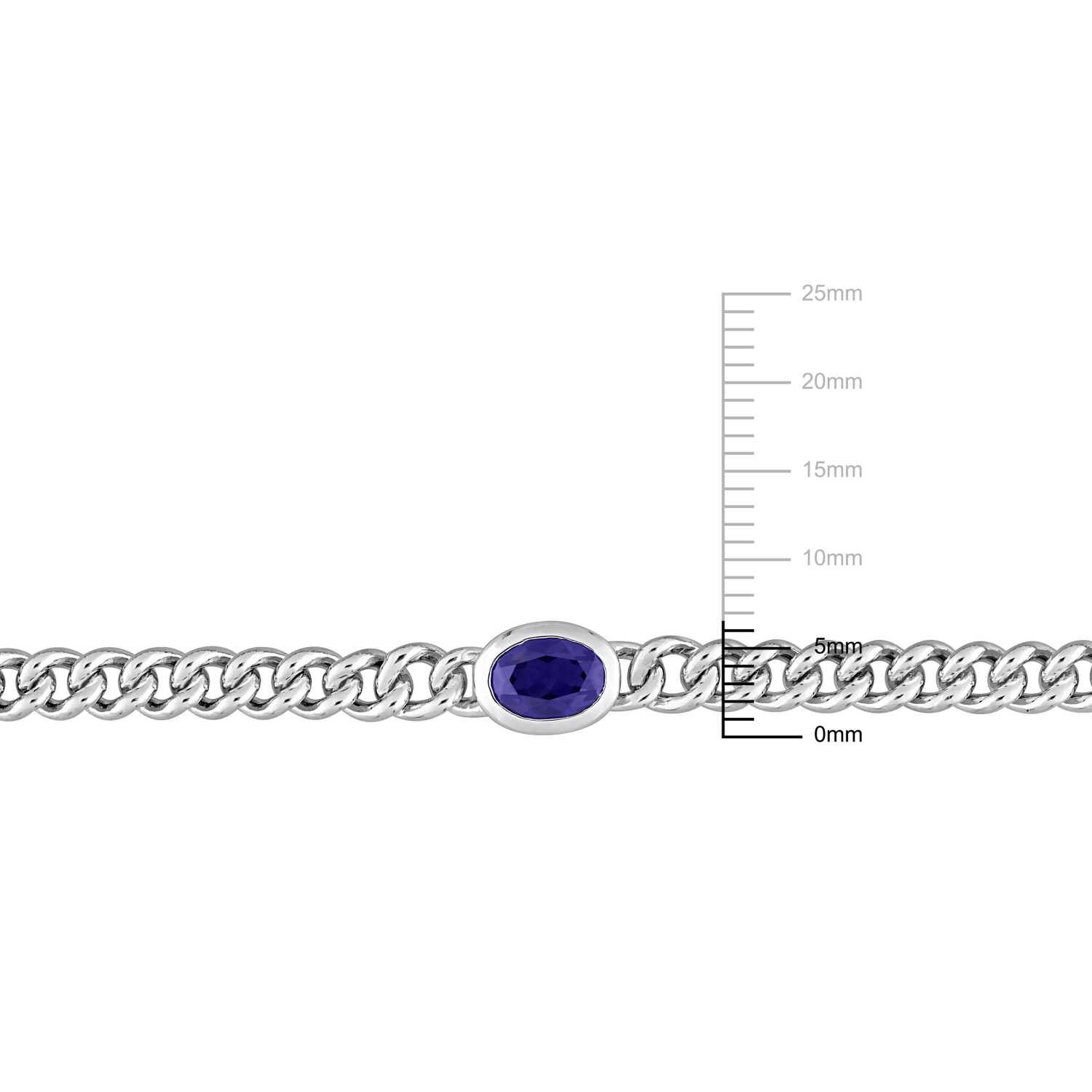 Amour 1 1/4 CT TGW Saphir bleu créé - Bracelet à maillons en argent