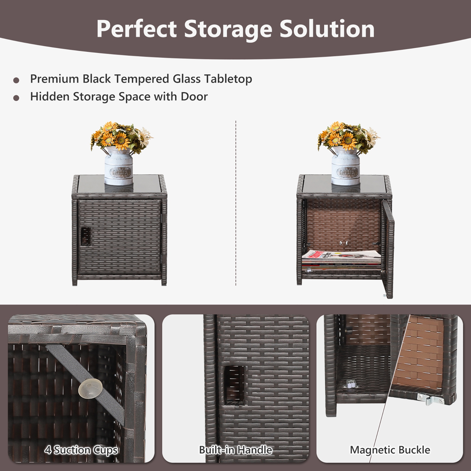 Costway 5PCS Patio Rattan Furniture Set Ottoman Cushioned W/Cover Space Saving Off White/Gray/Red/Turquoise