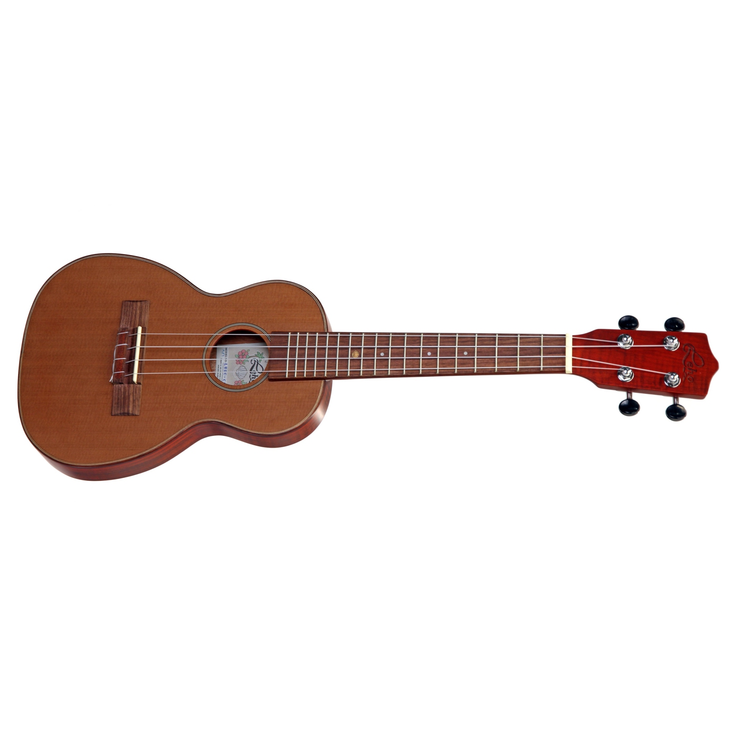 Leho Concert Travel Ukulele, Solid Cedar Top, Flame Maple/Arch Back w/Bag