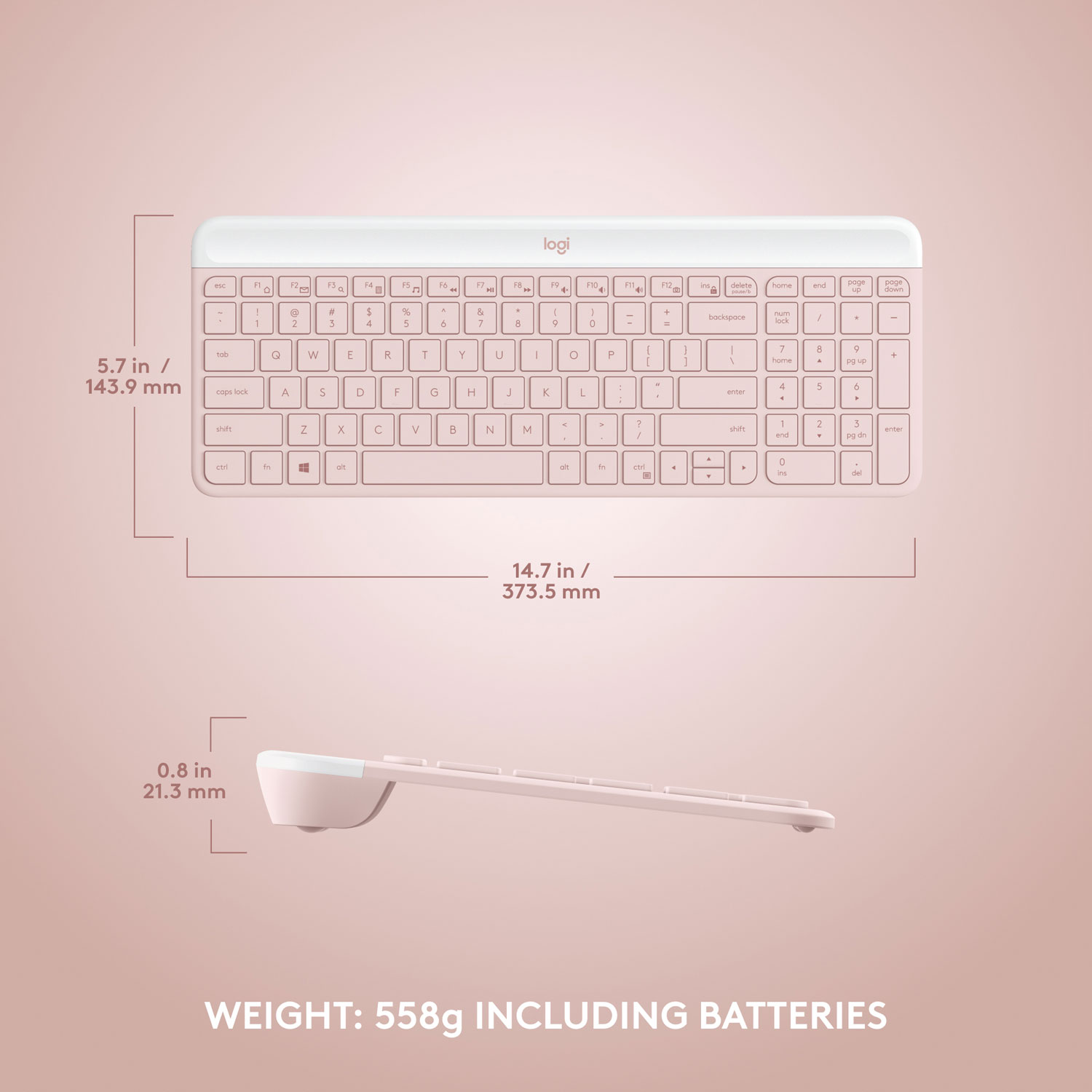 Logitech MK470 Slim Combo Wireless Optical Keyboard & Mouse Combo - Pink