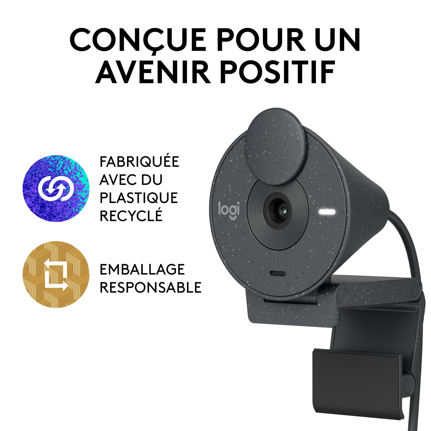 Logitech Brio 300 Full HD 1080p Webcam with Mono Noise Reduction Mic - Graphite