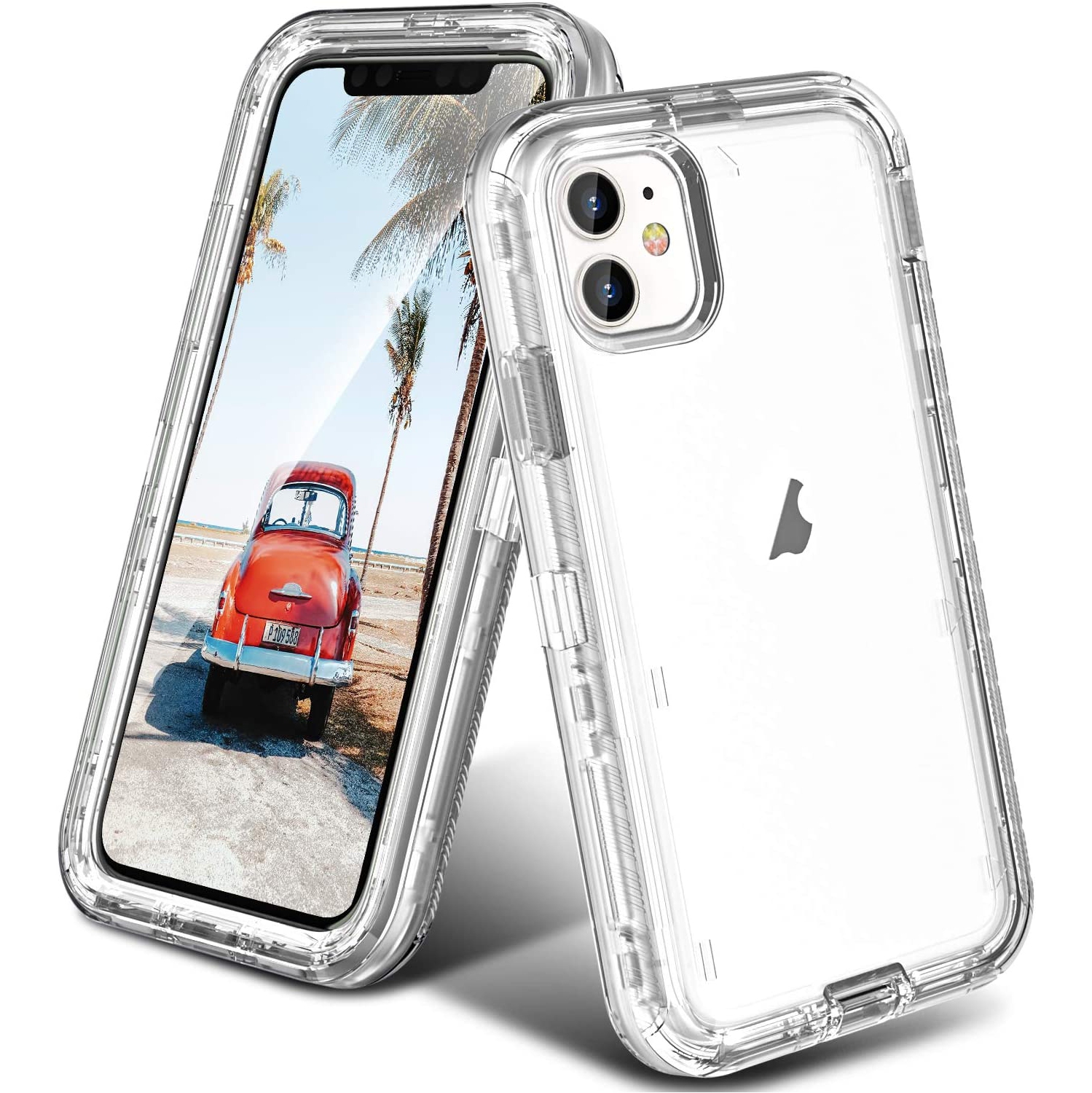 【CSmart】 Étui Coque rigide anti-chute triple 3 couches antichoc Heavy Duty Defender pour iPhone 11, Clear