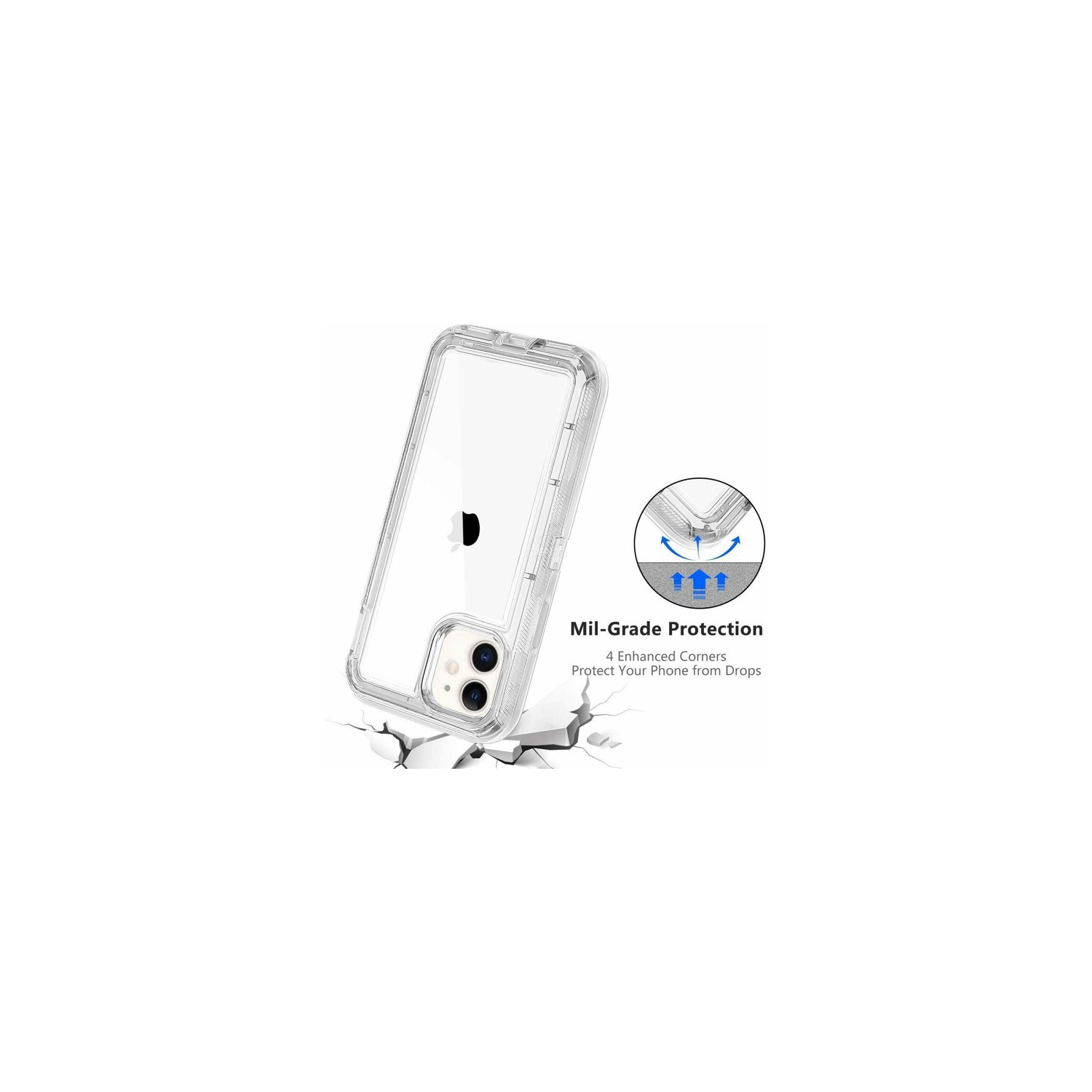 【CSmart】 Étui Coque rigide anti-chute triple 3 couches antichoc Heavy Duty Defender pour iPhone 14 Pro Max, Clear